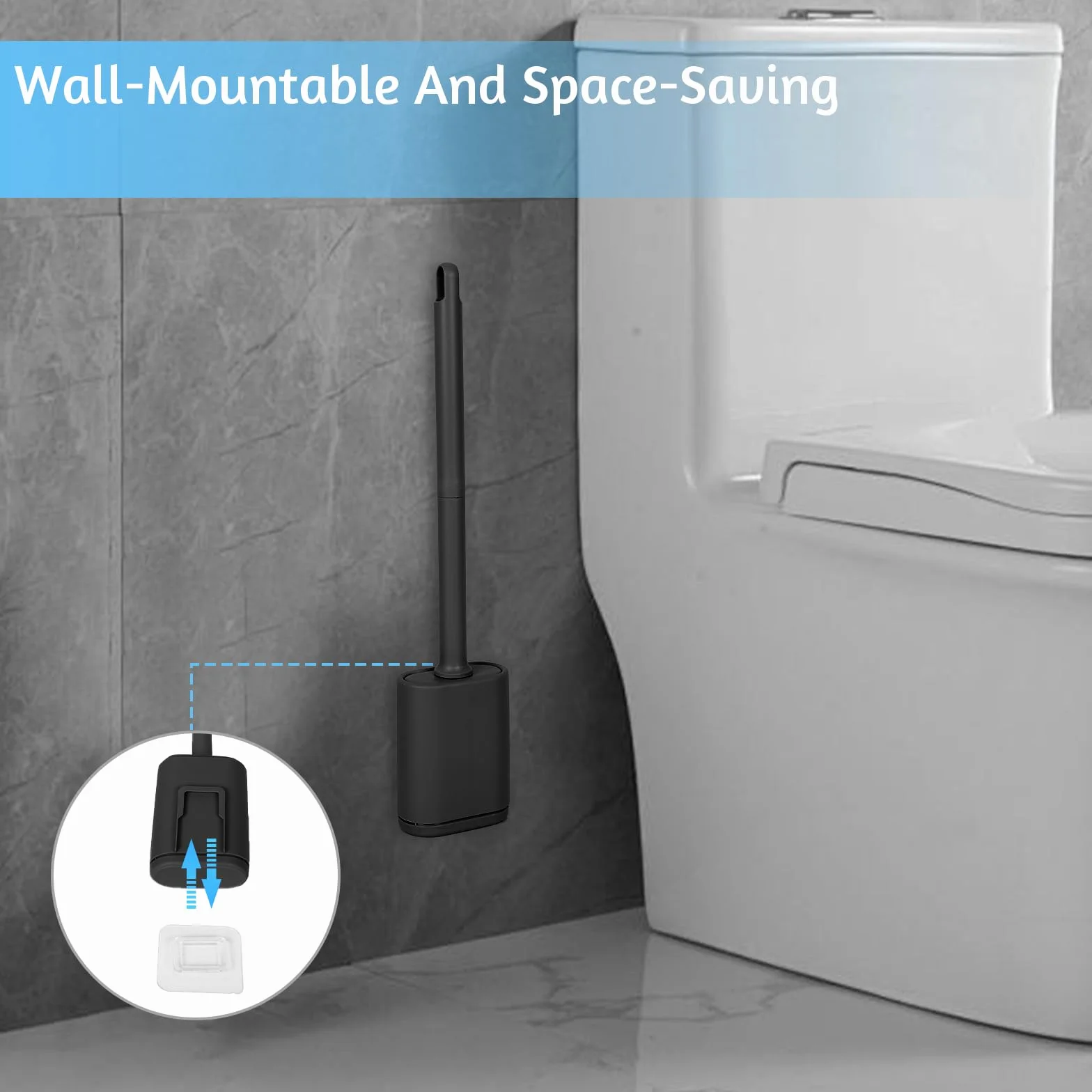 Escobilla Baño Silicona TPR Negro 1 Pieza