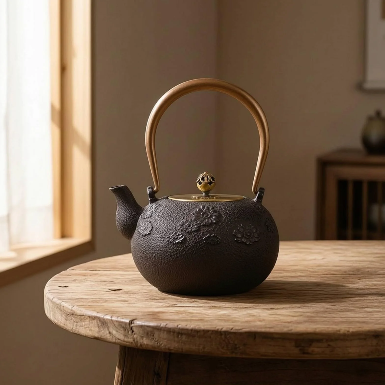 Tetera Hierro Fundido con Cesta para Infusiones Japonesa Tetera con Cesta para Infusiones Creativa Aficionados Al Té, Black, Chunsemanyuan