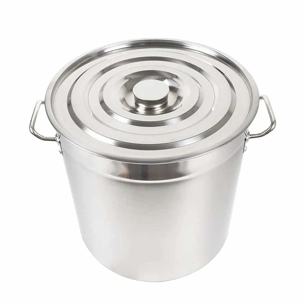 Olla de 50 litros, de alto rendimiento, acero inoxidable, con tapa de acero inoxidable, para todo tipo de cocinas y grandes cocinas