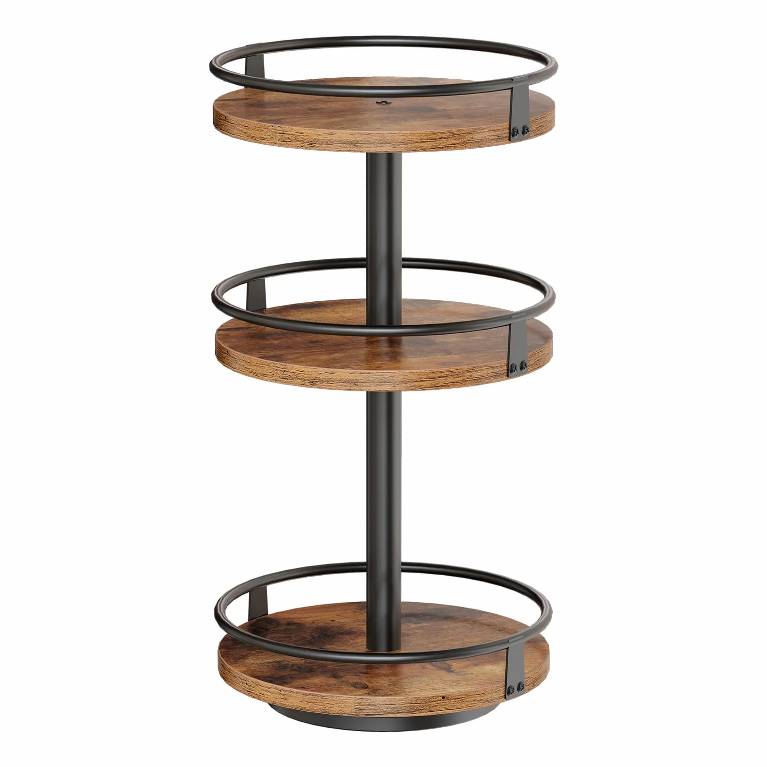 HOOBRO Estante Giratorio para Especias, Especiero Giratorio de 3 Niveles, Estante de Almacenamiento Vertical para Encimera de Cocina, Aparador, Mesa de Comedor, Marrón Rústico y Negro EBF09TL01