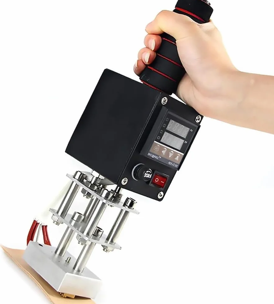 Máquina de estampado de cuero con control digital de temperatura de hasta 400 °C, placa de calefacción de cobre puro, perfecta para cuero, tarjetas de madera, logotipo en relieve