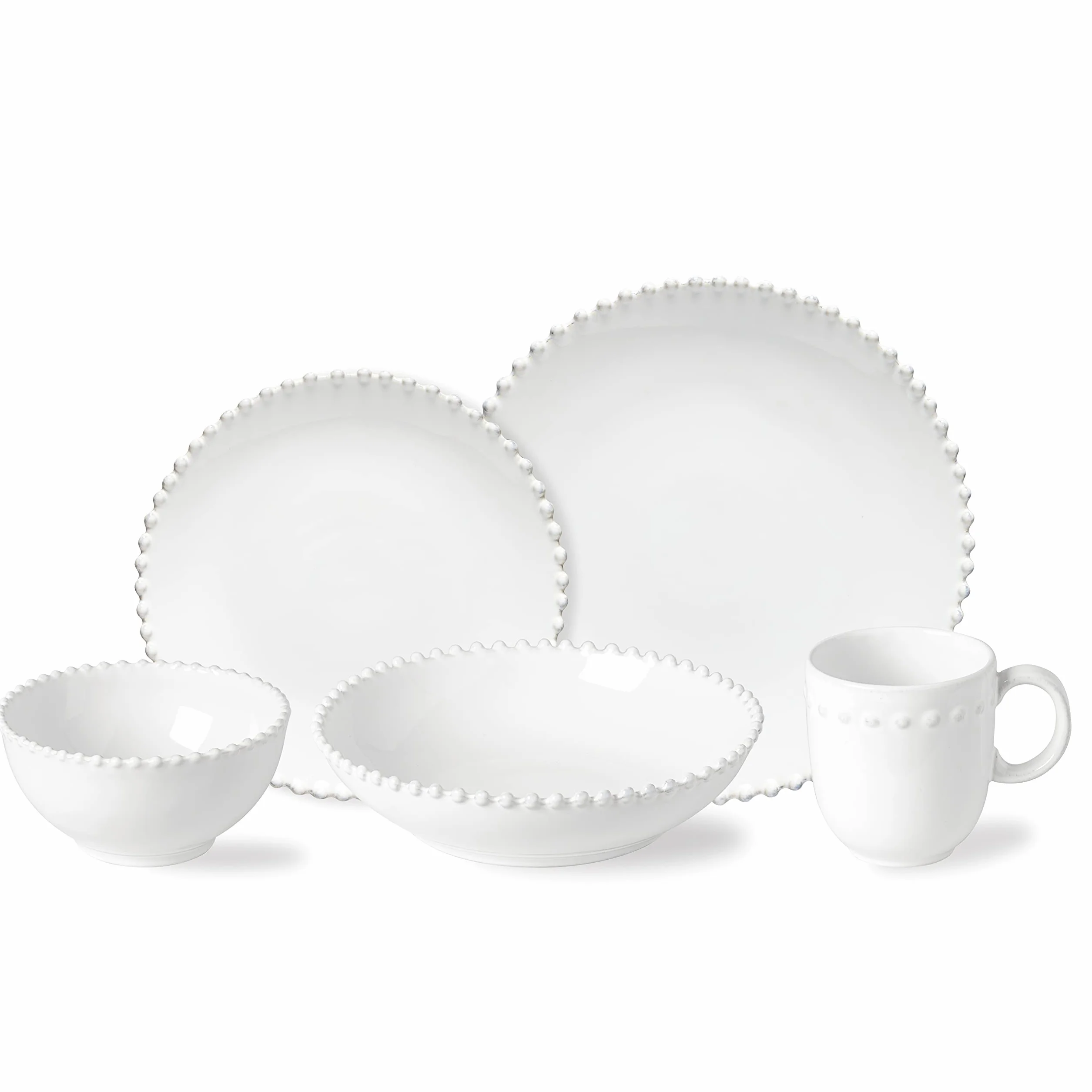 Costa Nova, Pearl colección, Vajilla elegante, gres, Juego de vajilla completa 5 piezas, 1 persona, blanco,