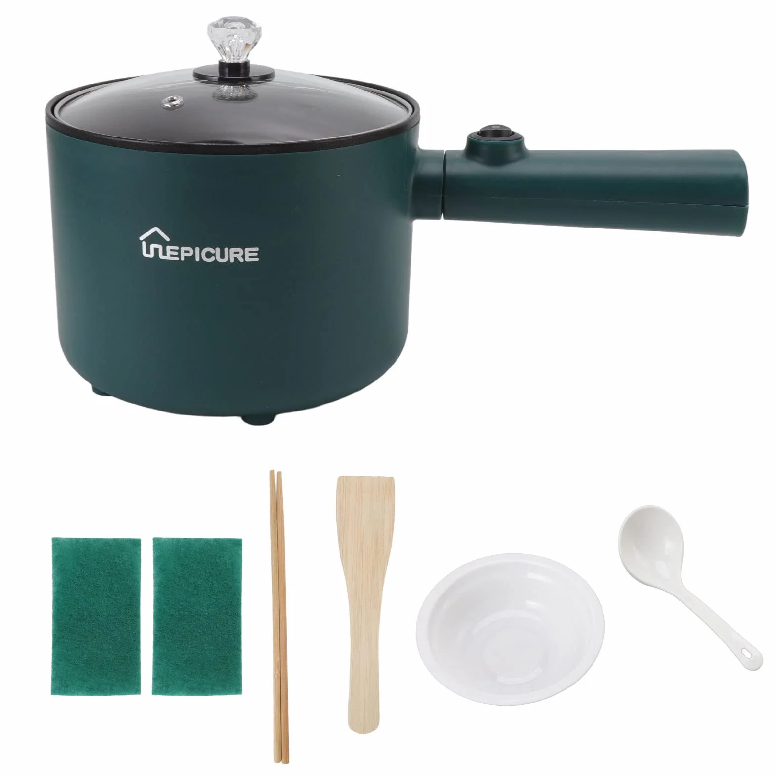 Tnfeeon Olla eléCtrica para Cocinar Al 1 8 L Multifuncional Antiadherente para Dormitorio Oficina PortáTil para Cocinar Ramen Apta para Fideos Bistec Cocina Huevos Saltear FreíR Pasta