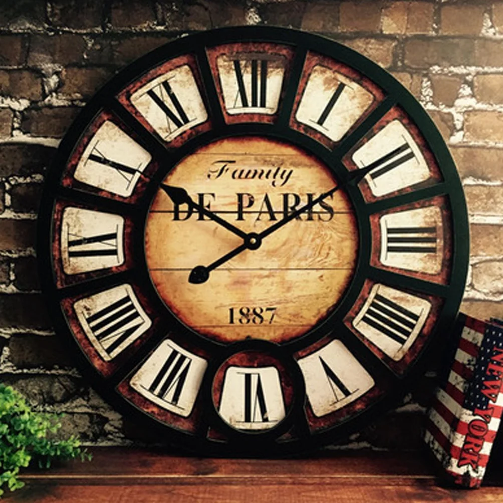 HYLR 38cm Living Reloj de Pared de la habitación Retro Estilo Industrial Creative Restaurante Bar decoración de la cafetería Reloj de Pared silencioso Silent Quartz Decorative Wall Clock