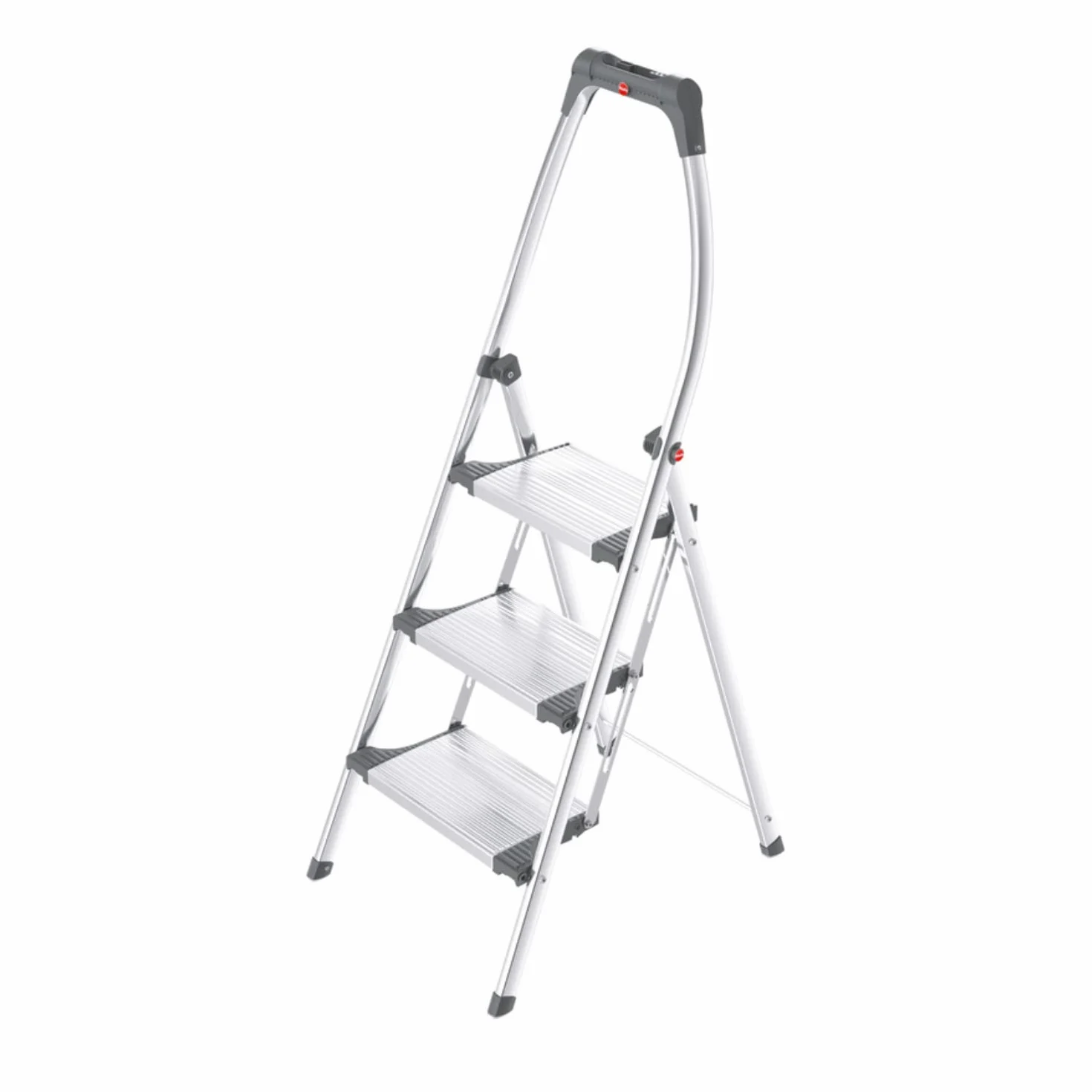 Hailo 4303-201 Taburete de Aluminio con Estribo Alto de Seguridad (3 peldaños) Plateado (4303-321)