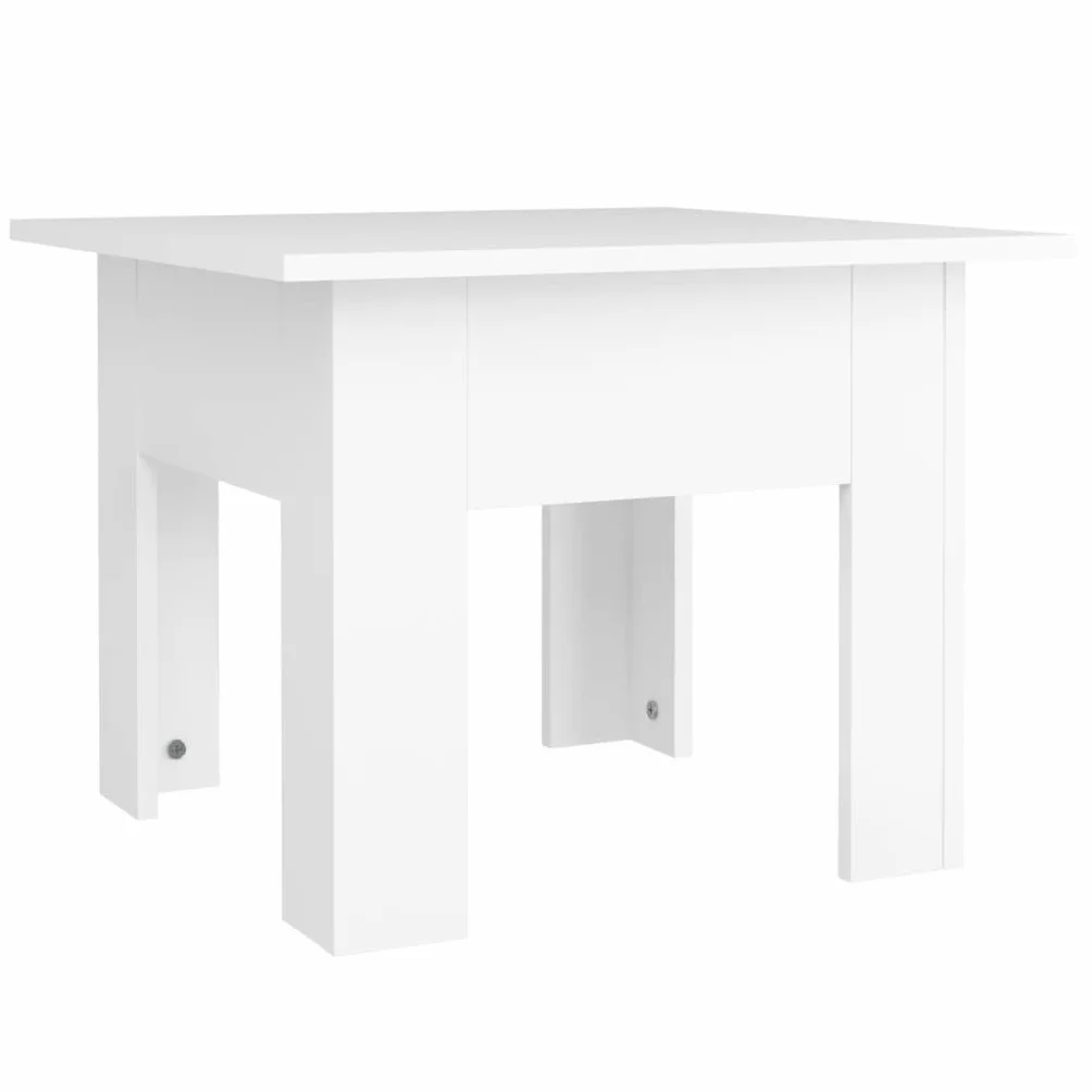 Mesa de centro blanca 55 x 55 x 42 cm, moderna mesa auxiliar de madera, mesa cuadrada de salón para bebidas, aperitivos y decoración, fácil de limpiar