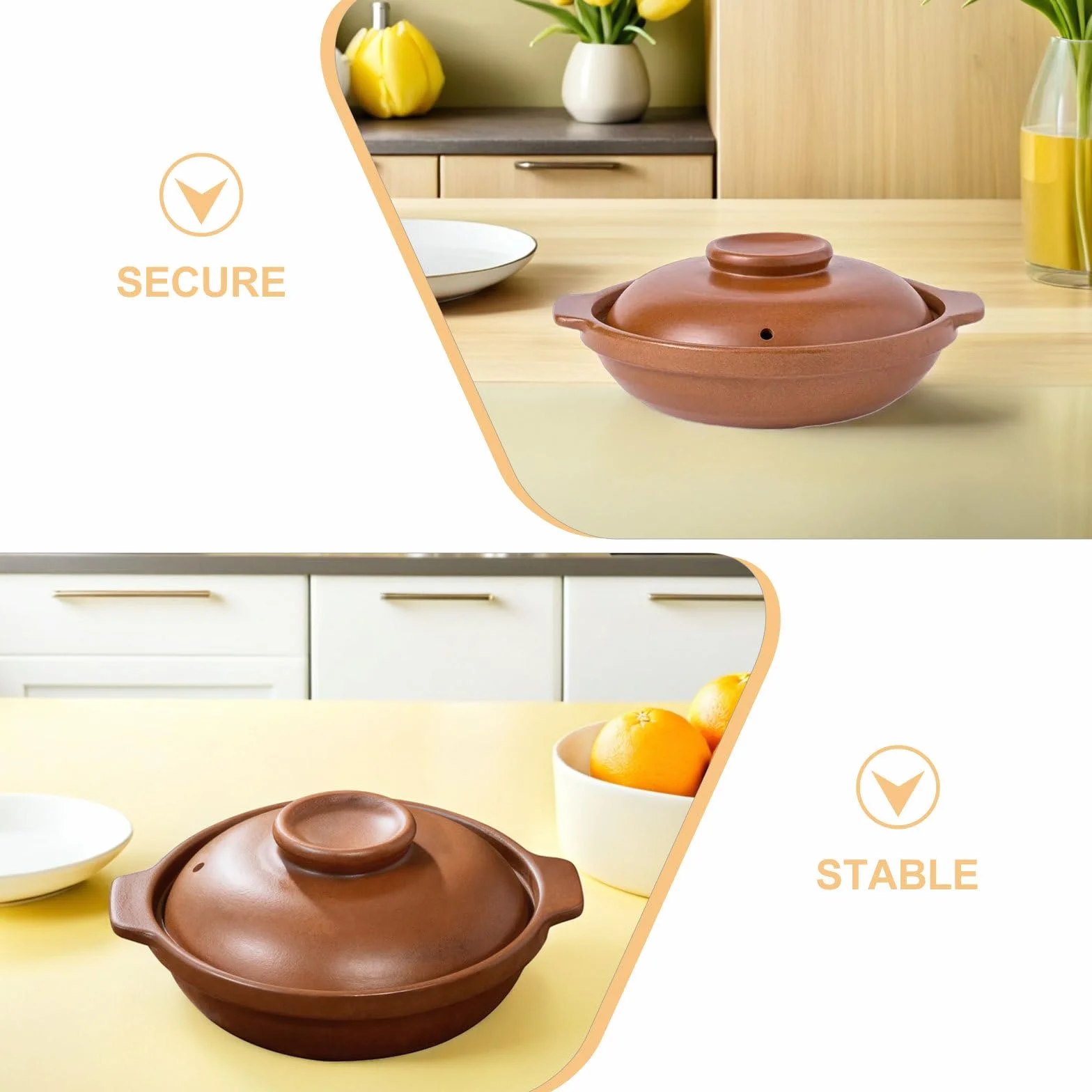 Olla de Barro para Bibimbap de 1 L, Arcilla Marrón | Diseño Clásico Retro, para 1-2 Personas, Uso en Cocina Doméstica y Celebraciones