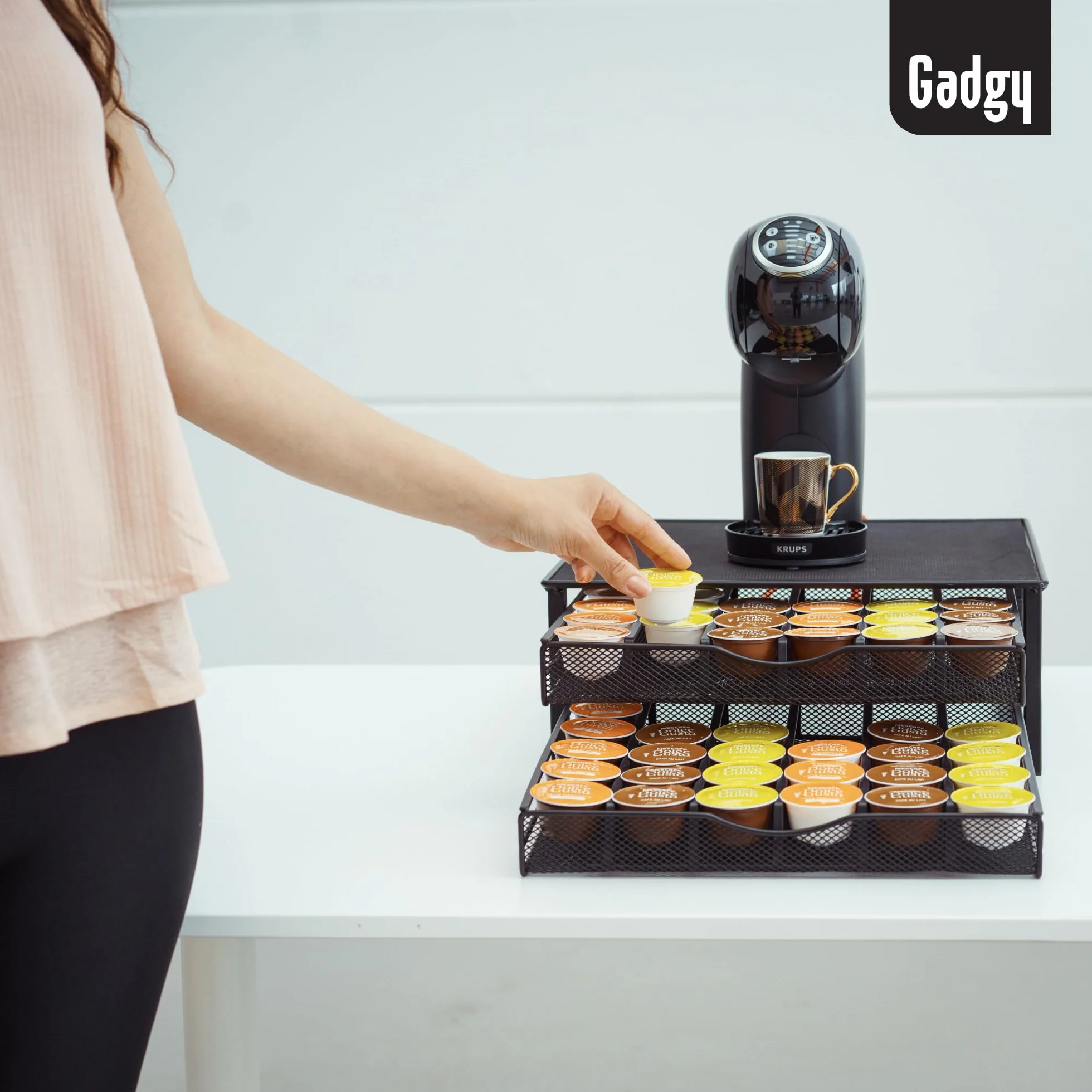 Gadgy Porta Cápsulas Dolce Gusto para 72 Cápsulas, Metal Negro, Antideslizante