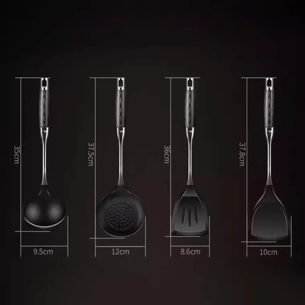 Juego de espátulas de silicona, resistentes al calor, sin BPA, cuchara ranurada y espátula para cocinar, apto para lavavajillas, paquete de 4