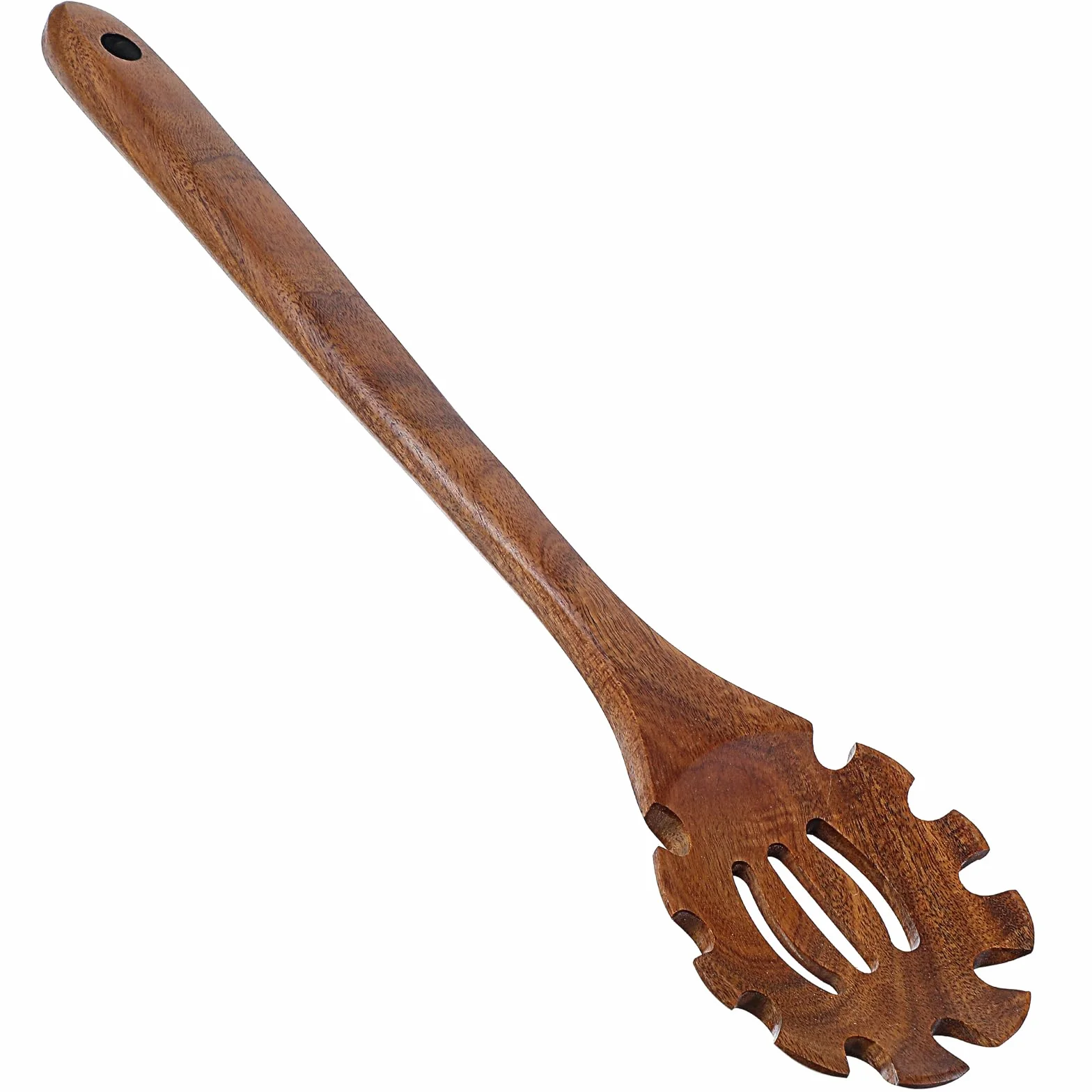 Cuchara de pasta con dientes, cuchara de madera para espagueti, tenedor y servidor resistente al calor