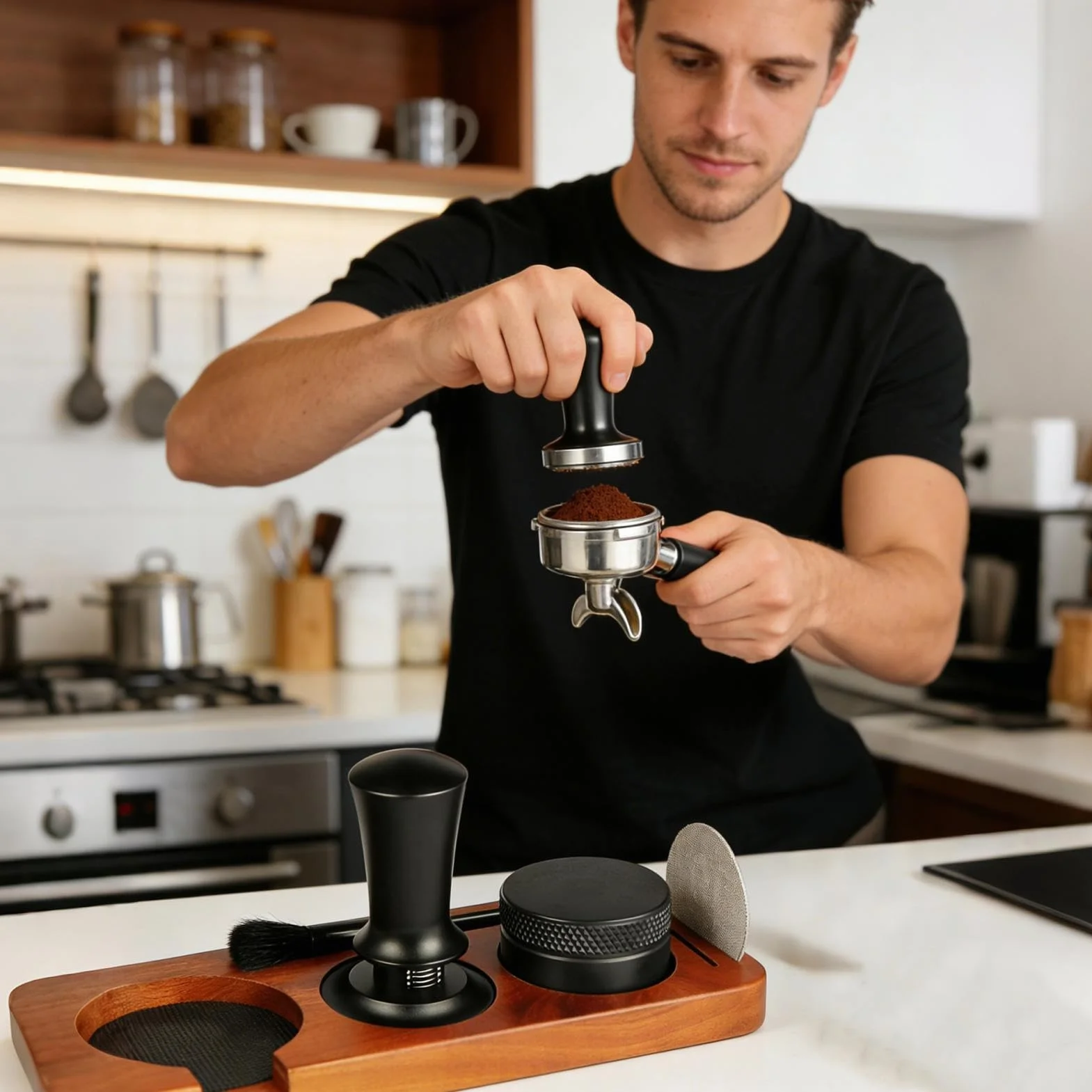 Accesorios para Café Utensilio de para Cocina | Estación de Prensa para Café Para Tienda Bar Cocina Apartamento Cafetería y Entusiastas del Hogar Principiantes