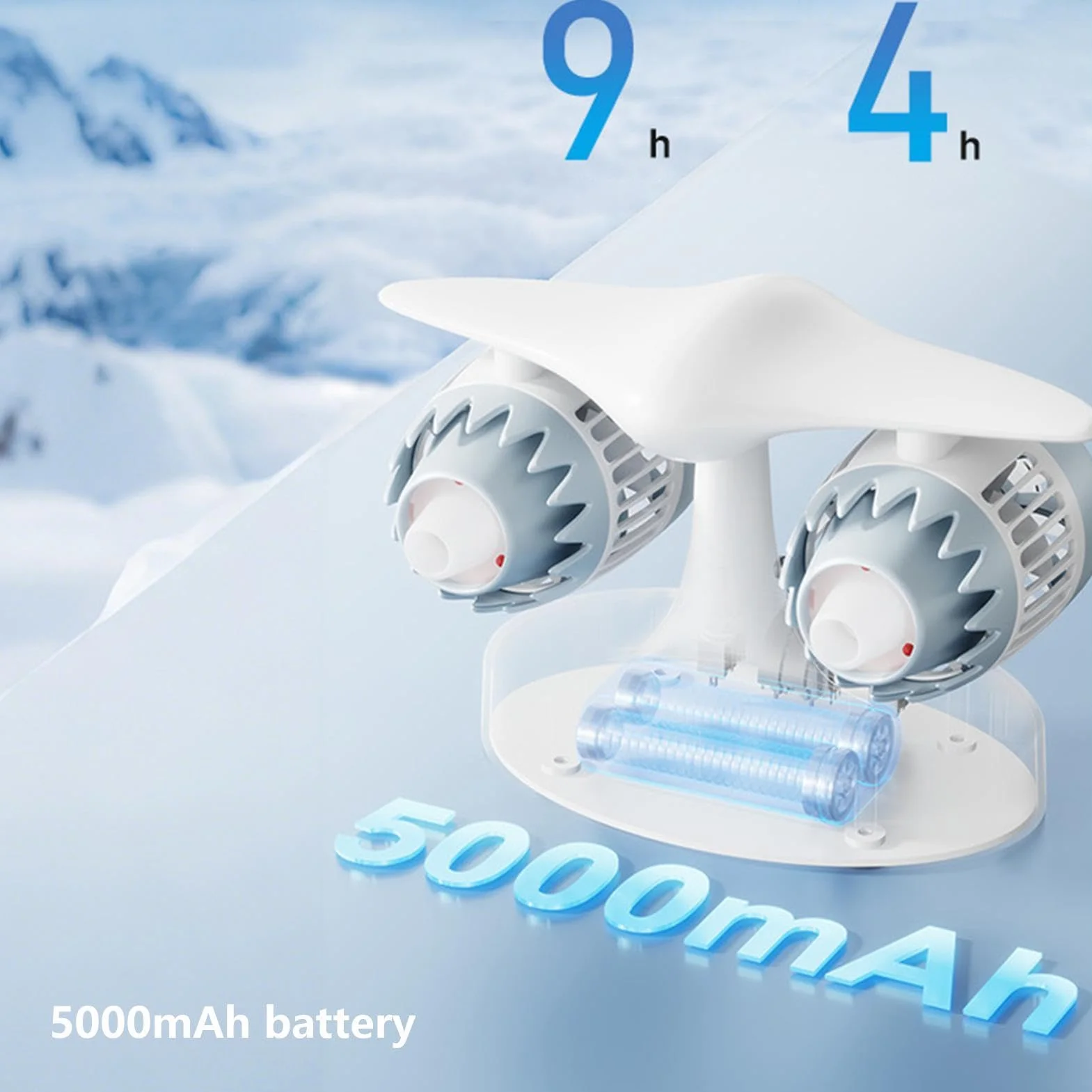 Ventilador de Escritorio Portátil Recargable con Nebulización y Luces | Ventilador Personal de Escritorio Pequeño y Silencioso para Dormitorio Salón Oficina Escuela Verano Viajes Camping Vacacione