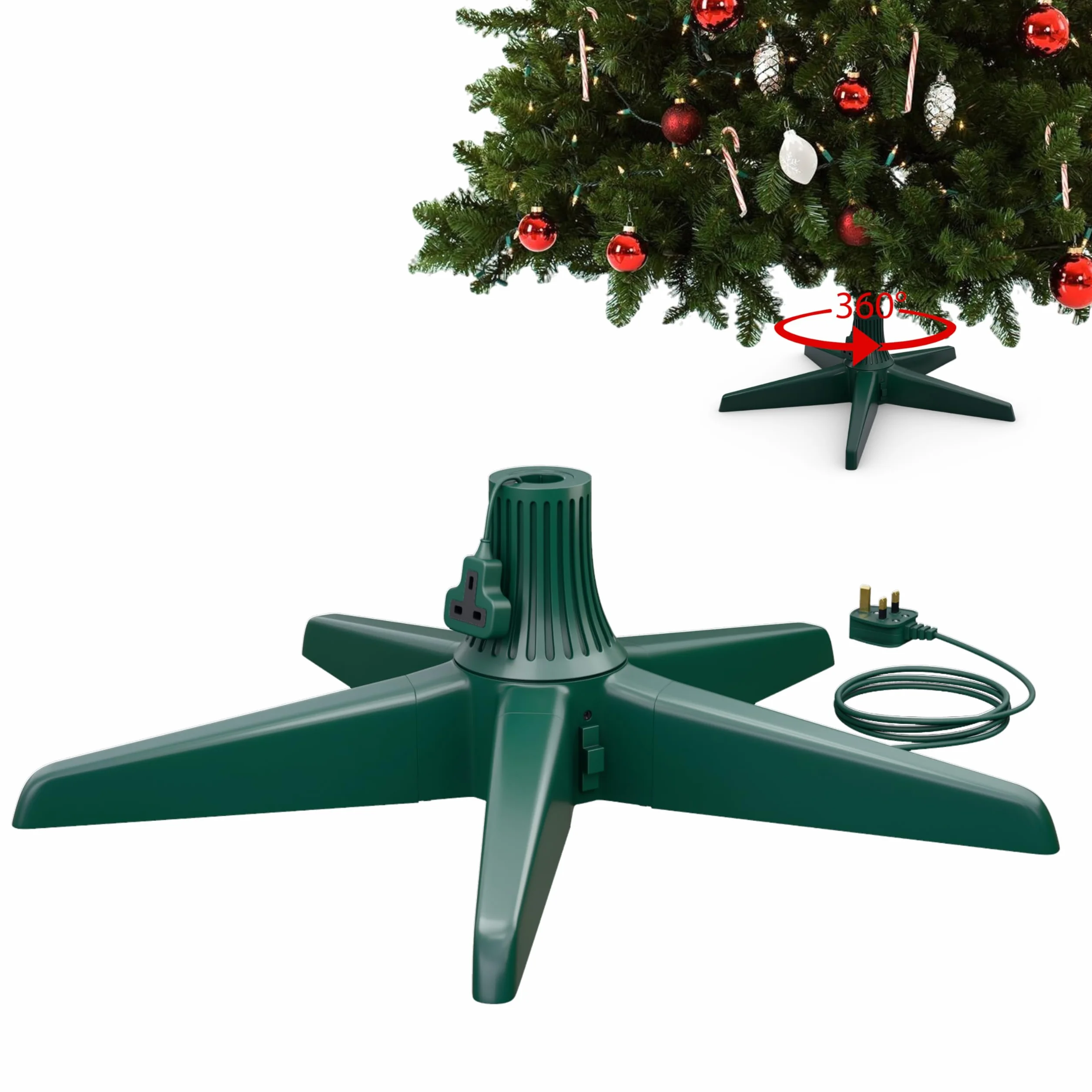 Soporte giratorio de 360° para árbol de Navidad, soporte giratorio para árbol de Navidad artificial, giratorio ajustable para decoración del hogar, festivales, para árboles de hasta 8 pies y 35 kg