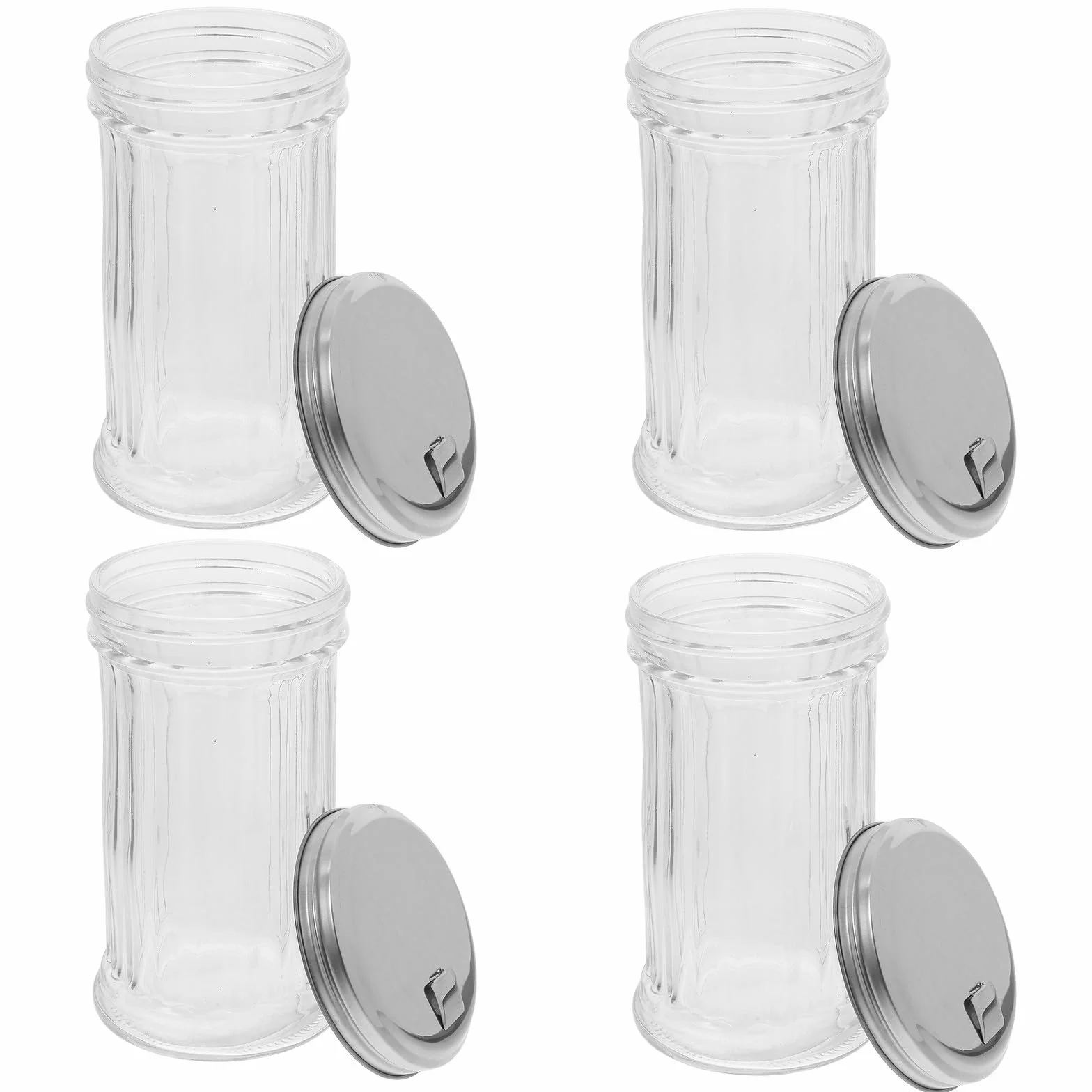 Toyvian Botes para Especias con Tapa de Acero Inoxidable de Vidrio Set de 4 de 330ml Dispensador Fácil de Usar y Diseño Que Ahorra Espacio para Cocina