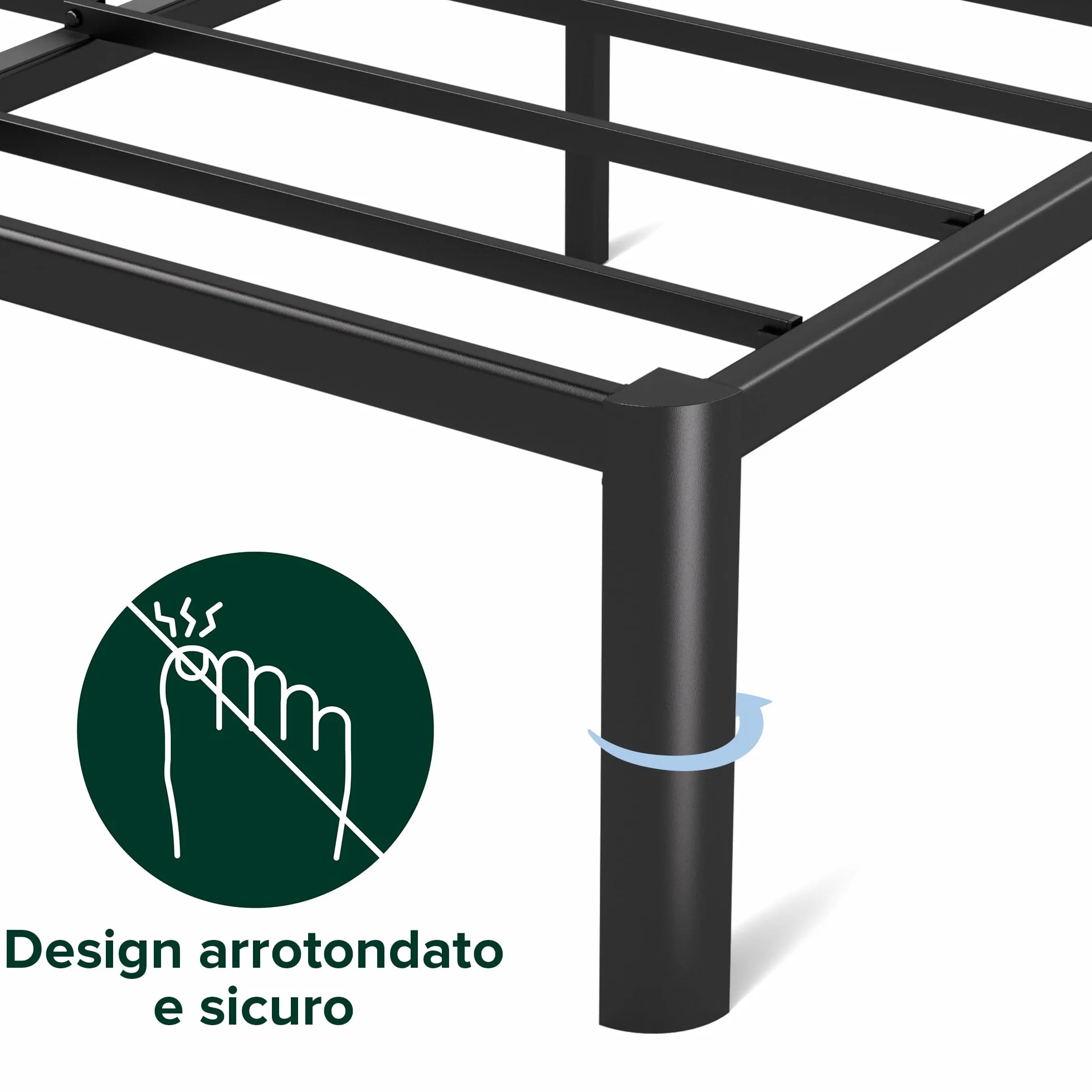 Zinus Van Somier 135x190 cm - Altura 41 cm - Base Cama Matrimonio en Acero - Láminas de Metal - Montaje Fácil- Espacio de Almacenamiento - Negro