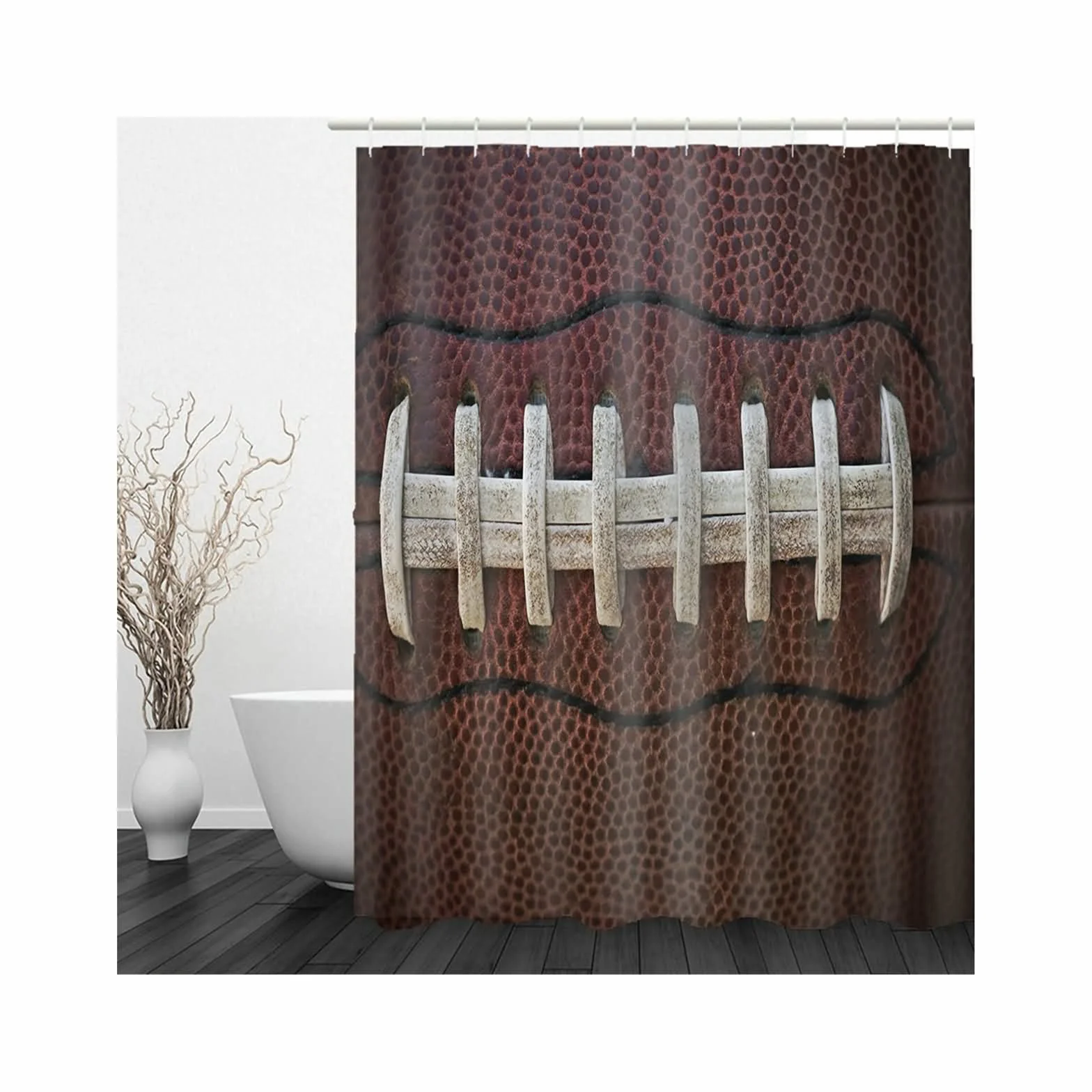 Cortina de baño moderna, cortina de ducha de tela de 72 x 80 pulgadas, impermeable, poliéster, color marrón oscuro, decoración de bañera