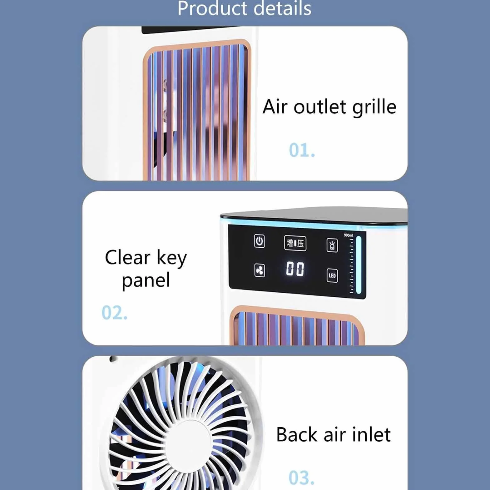 Ventilador Personal Portátil 3-Velocidades | Ventiladores Enfriadores Que Soplan Aire Frío Para Verano Interior Hogar Oficina Dormitorio Escritorio Residencia Viaje