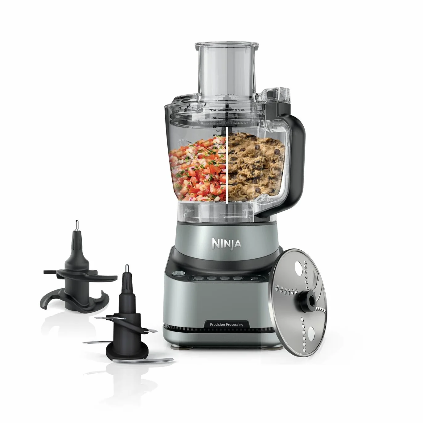 Ninja PrecisionPro Procesador de alimentos de 2.1 L, 4 ajustes preestablecidos automáticos y ajustes manuales, hacer pizza y masa de pan, rebanar verduras y más, piezas aptas para lavavajillas, negro
