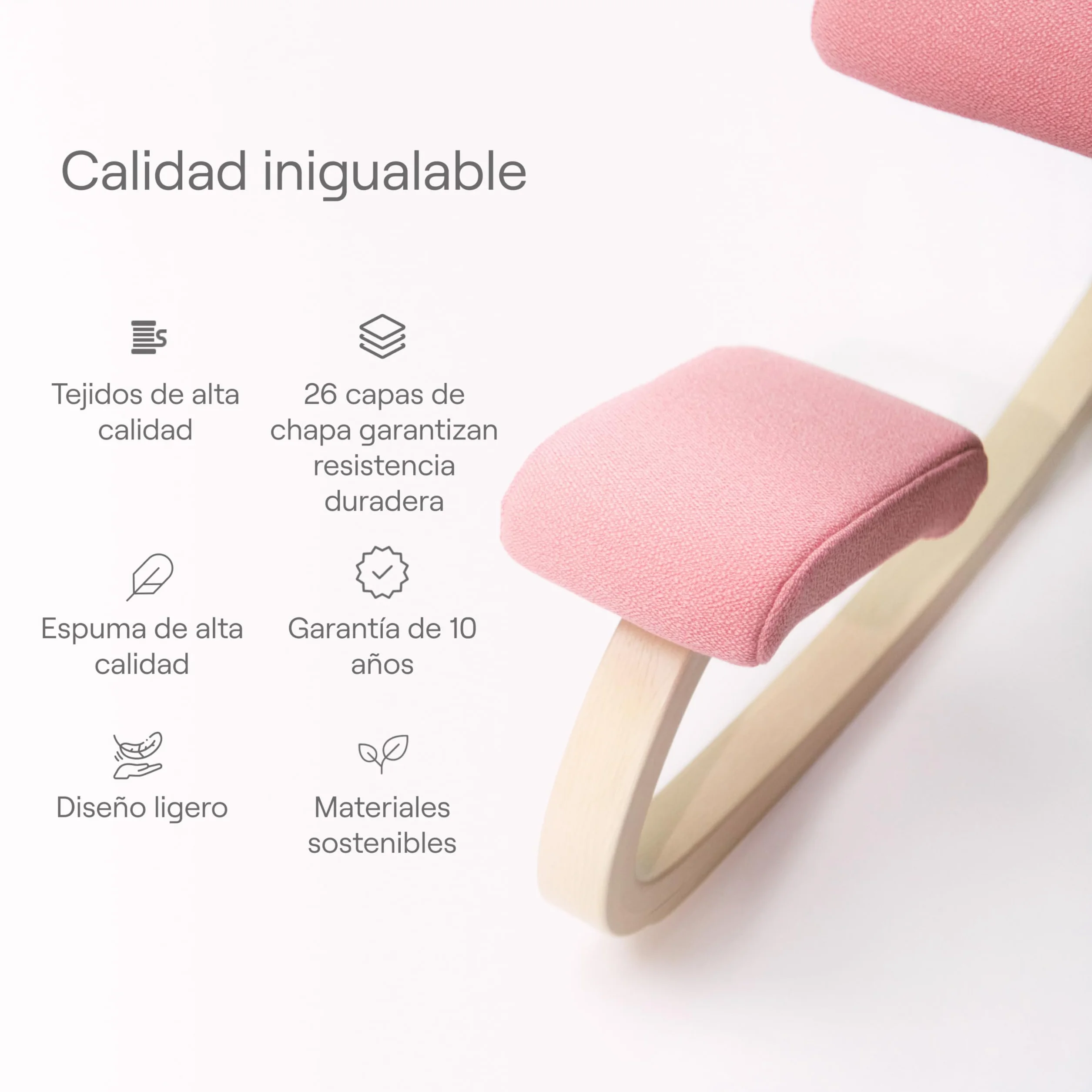 Varier Variable Plus Silla Ergonómica de Rodillas con Respaldo Natural/Negro – Silla de Oficina con Diseño Escandinavo, Postura Activa y Comodidad – Garantía de 10 Años