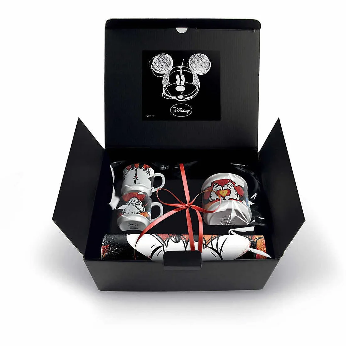Egan Service - Juego de 2 tazas de café apilables Mickey con azucarero y mantel