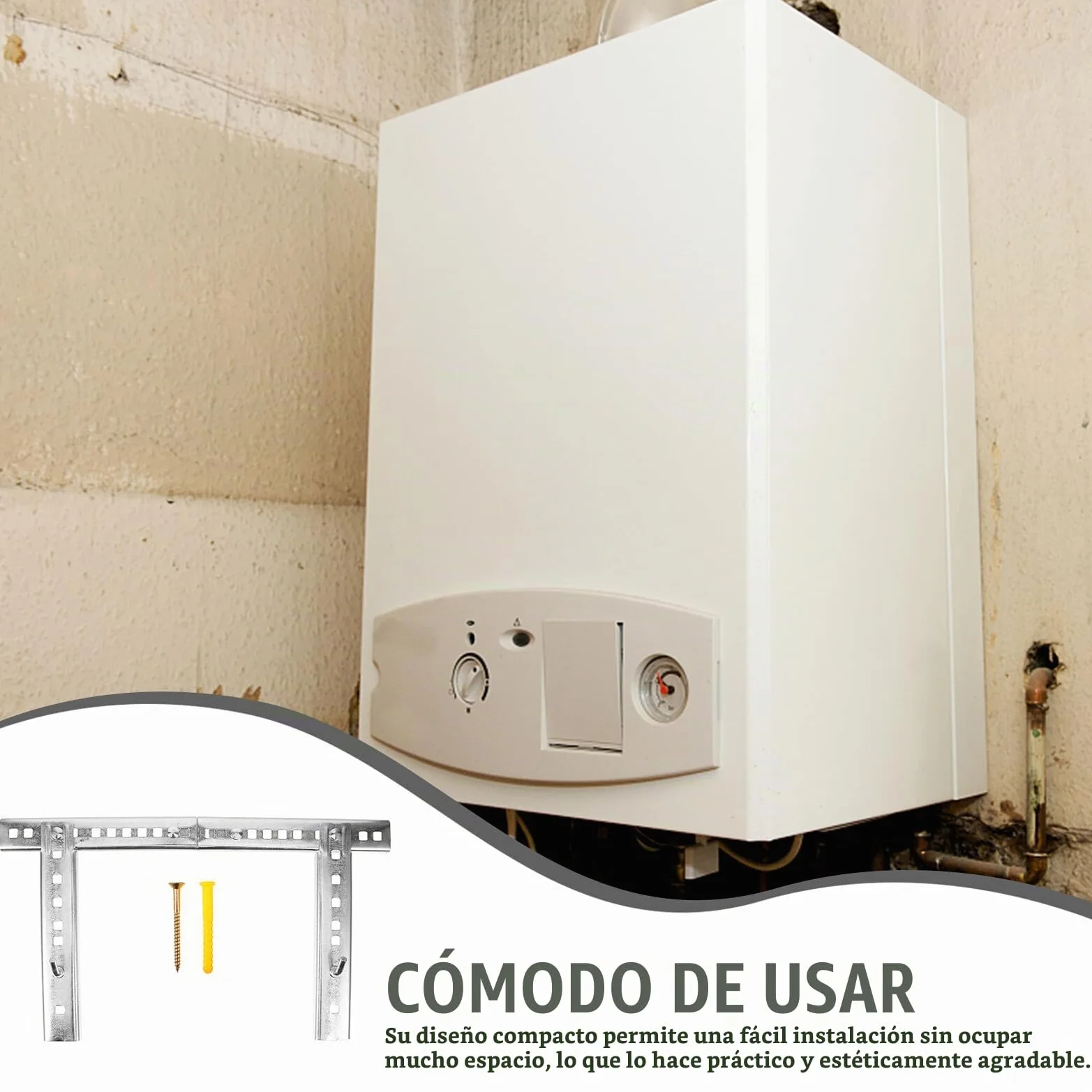 Calentador Pequeños para Eléctrico Soporte de Hierro Agua Compatible Huecas, Diseño Compacto Adecuado y Reducidos Paredes para Baños Espacios