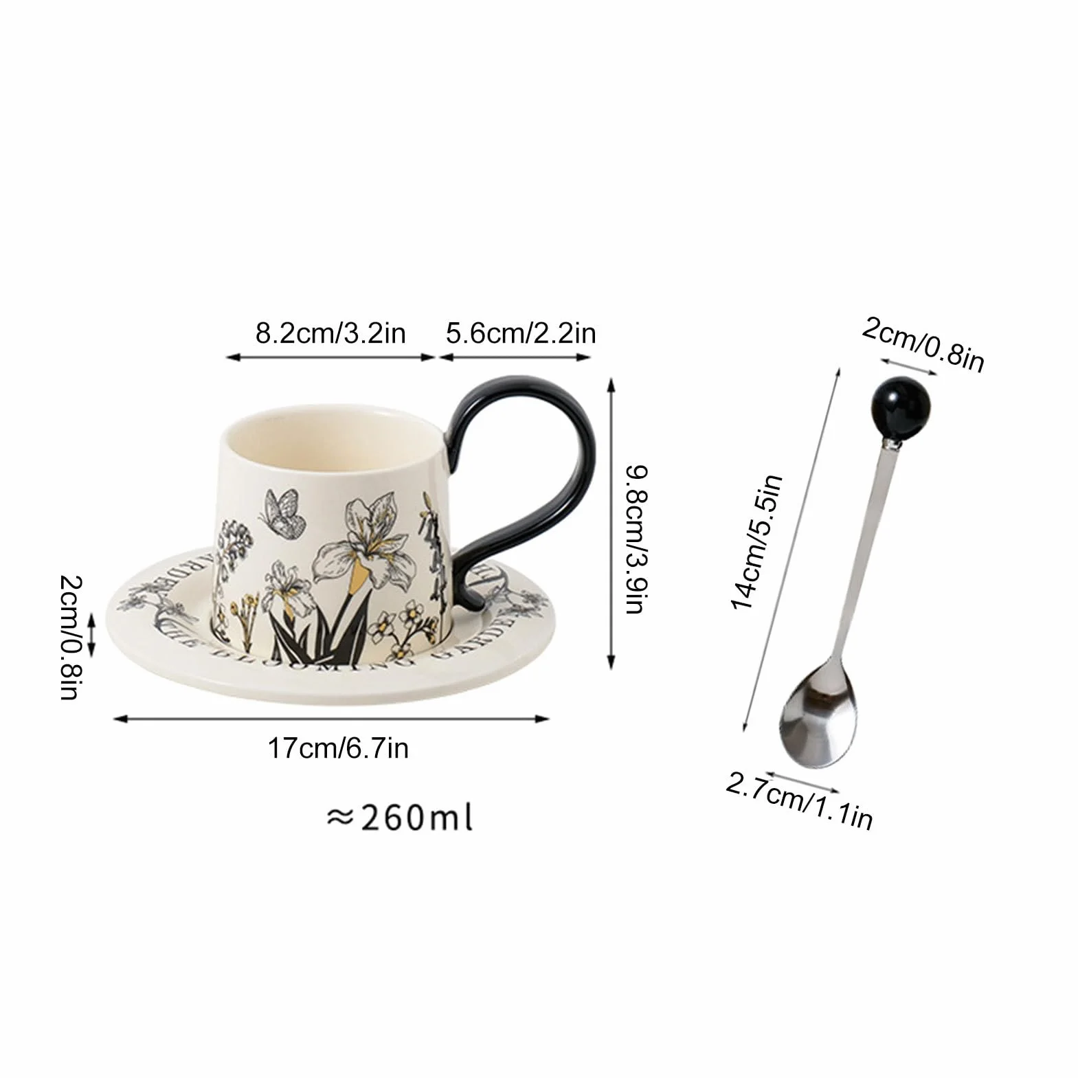 Taza De Té Vajilla para Bebidas de 26cl | Tazas Para Latte Para Leche Chocolate Cappuccino Desayuno Regalo Cocina Restaurante