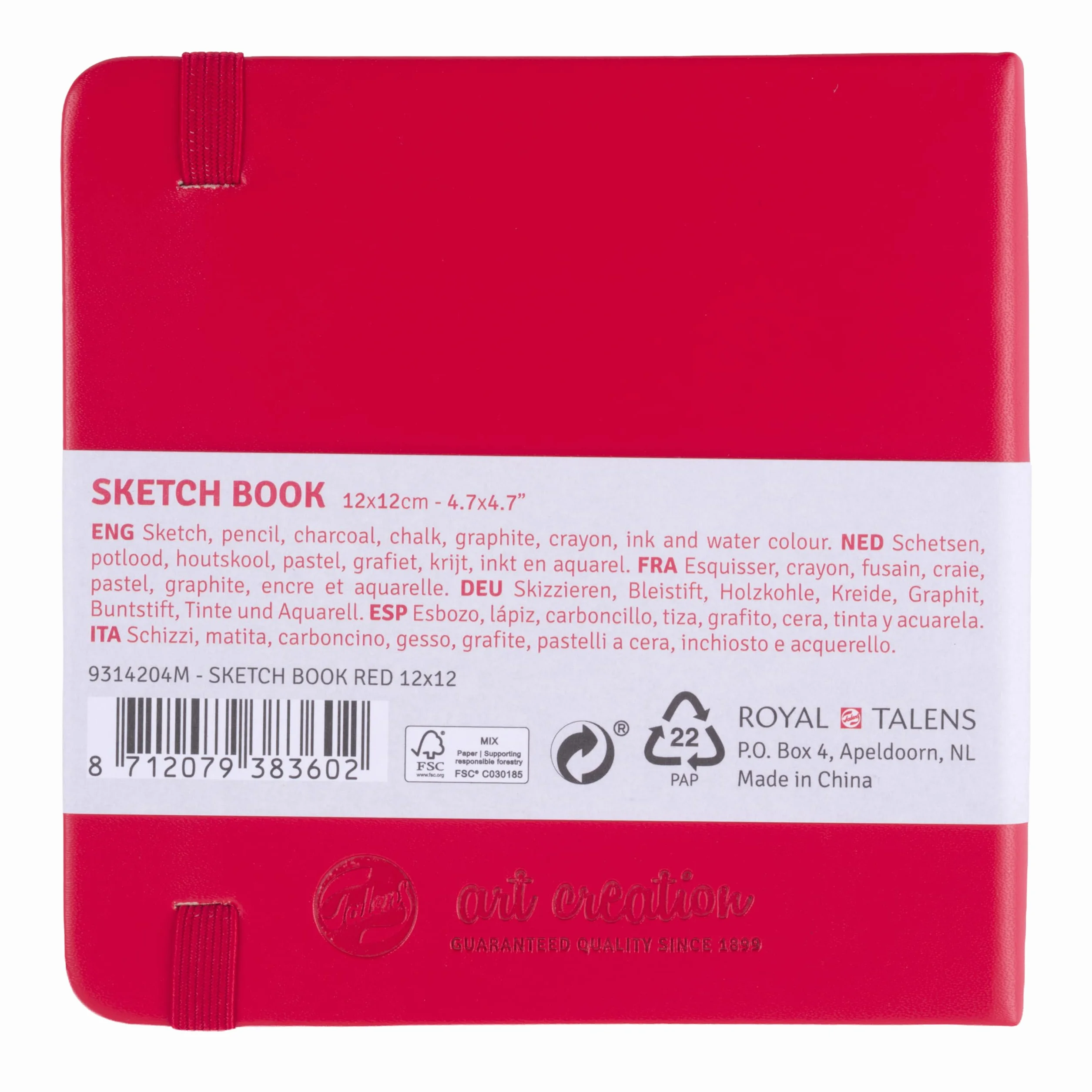Talens Art Creation Sketchbook Rojo 12x12 cm 140g 80 Hojas Ácido Libre