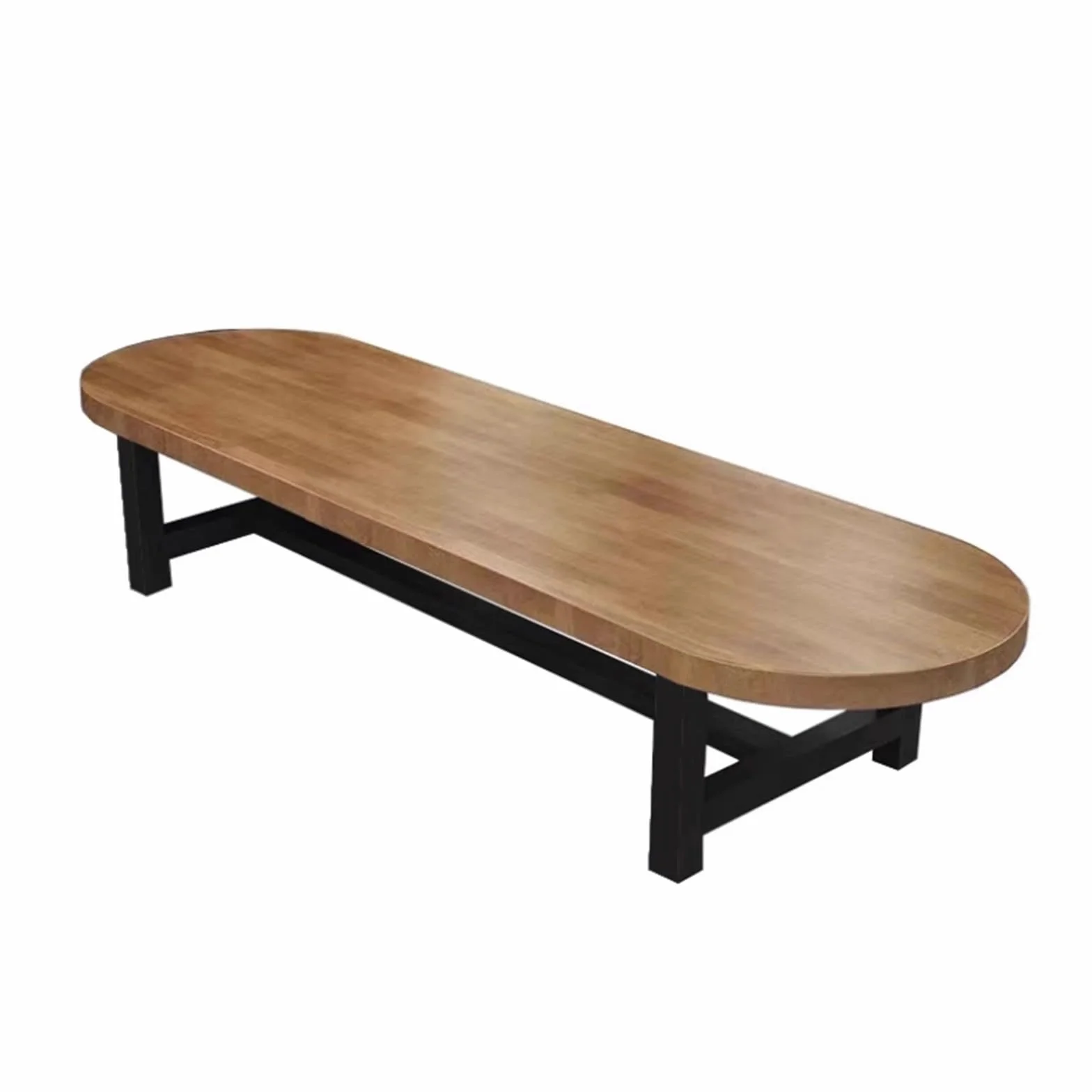 Mesa Reuniones Ovalada de Madera Maciza para 6-10 Personas, Estructura Metálica Resistente, Fácil de Montar, Diseño Compacto, Mesa Larga para Oficina en Casa/Sala de Reuniones(140x70x75cm/55x28x30in)