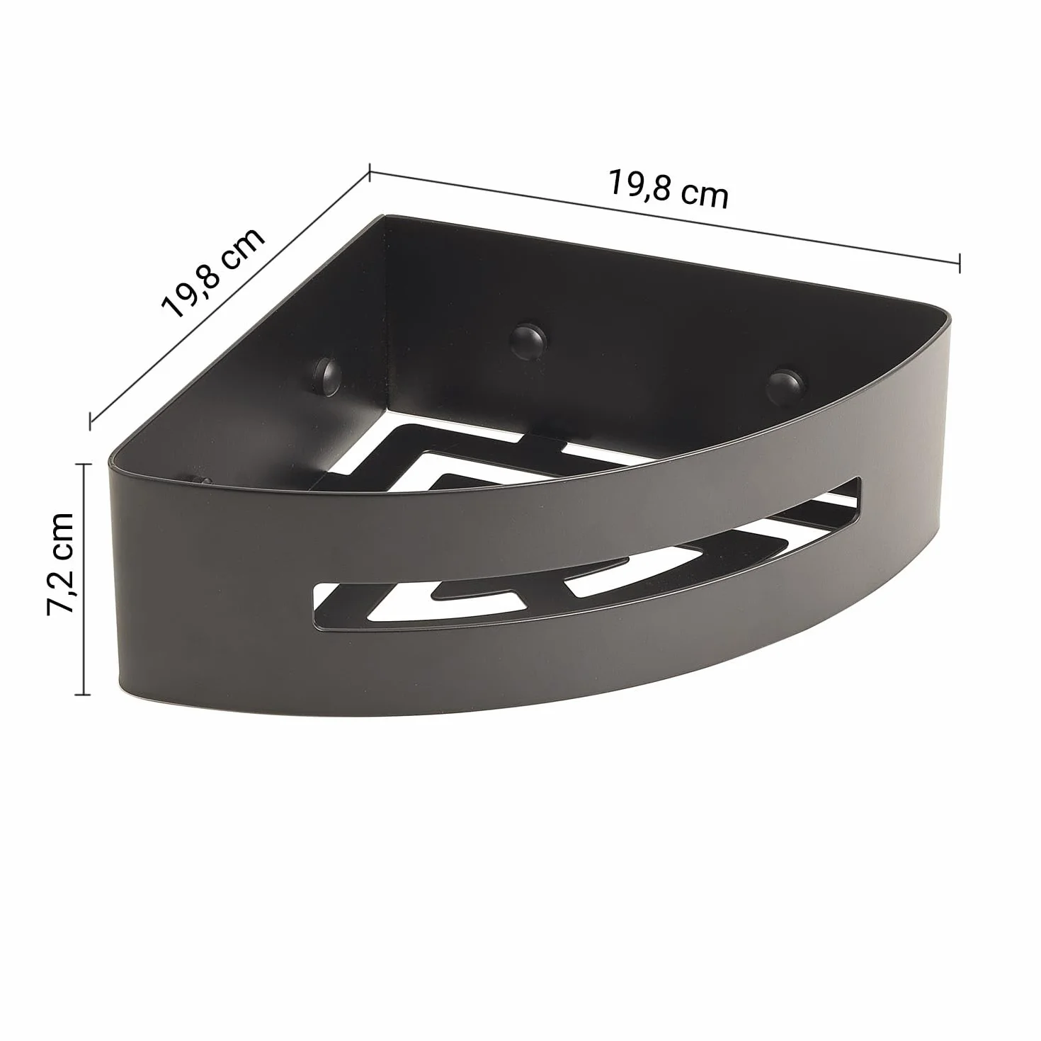 Kiamami Valentina - Estante esquinero para ducha en acero inoxidable y ABS negro mate, fijación con tornillos, 19,8x19,8x7,2 cm, PEONIA