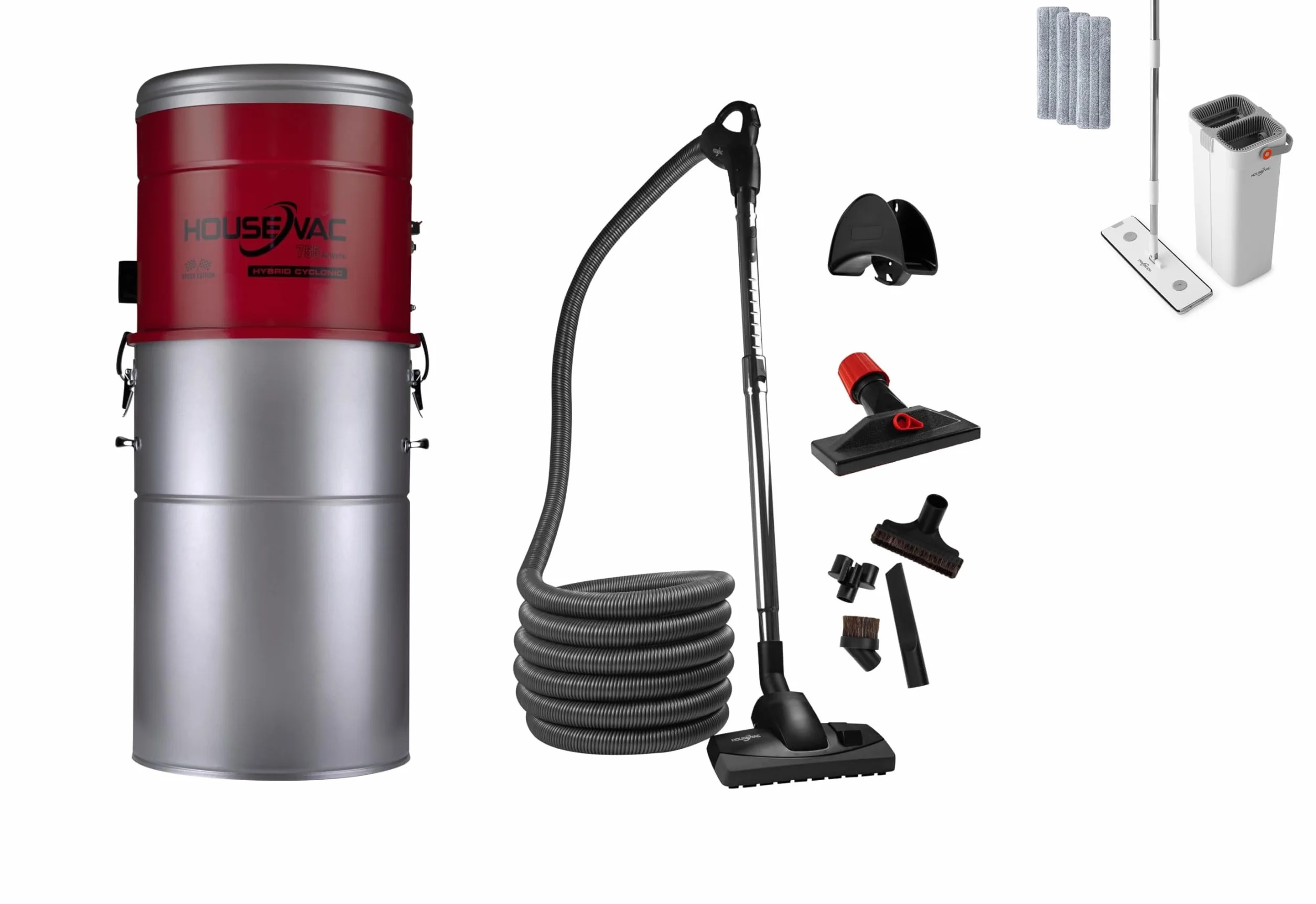 Aspiradora Central HV-755ST-35H + Kit de Accesorios de Limpieza Premium de 10,5m |Aspiración 755 AirWatts |Motor Ametek de 1700 W |2 turbinas |Soft Start/Stop |Filtrado ciclónico híbrido