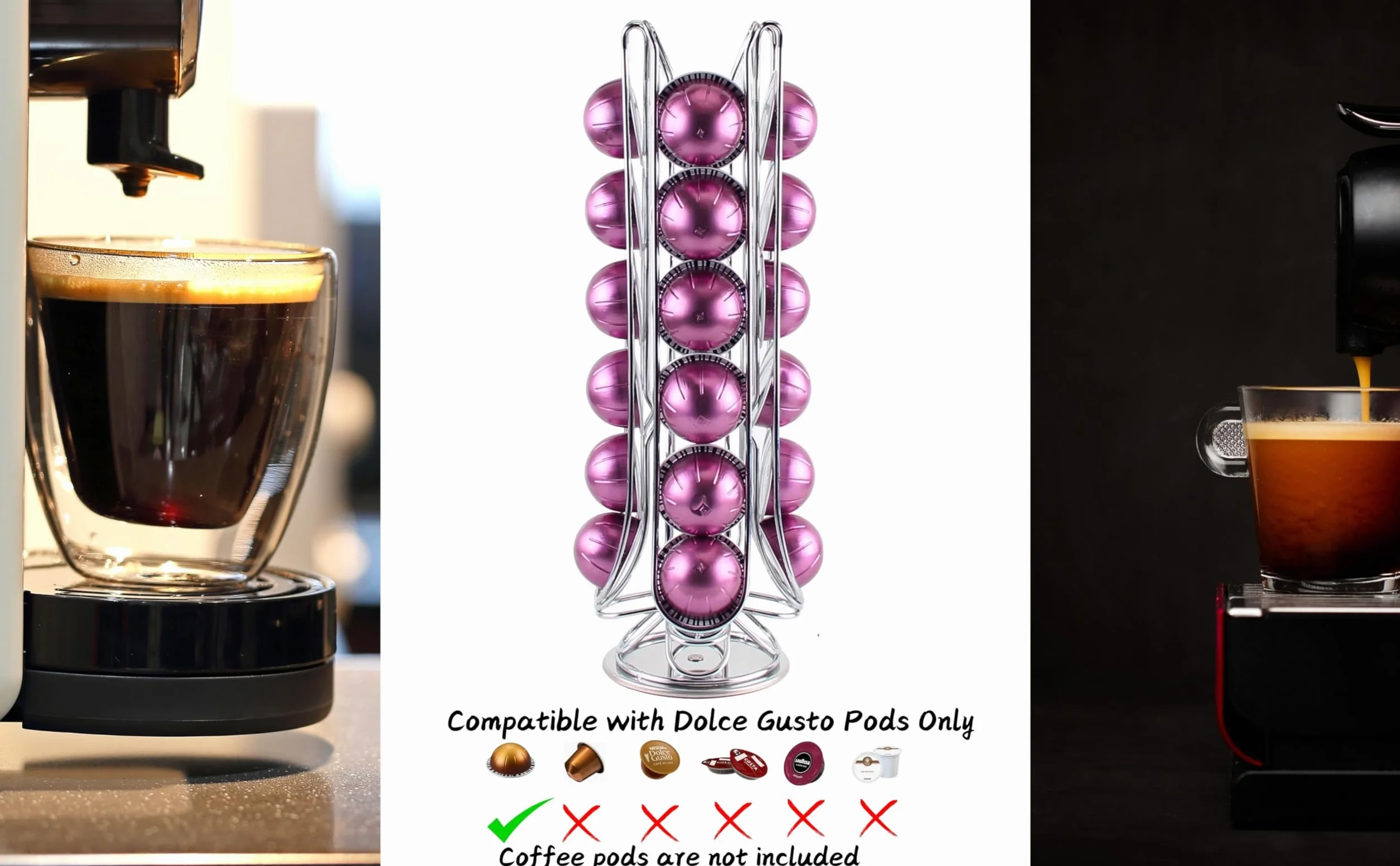 Exzact Soporte giratorio para cápsulas de café compatible con Vertuo, capacidad 24 cápsulas
