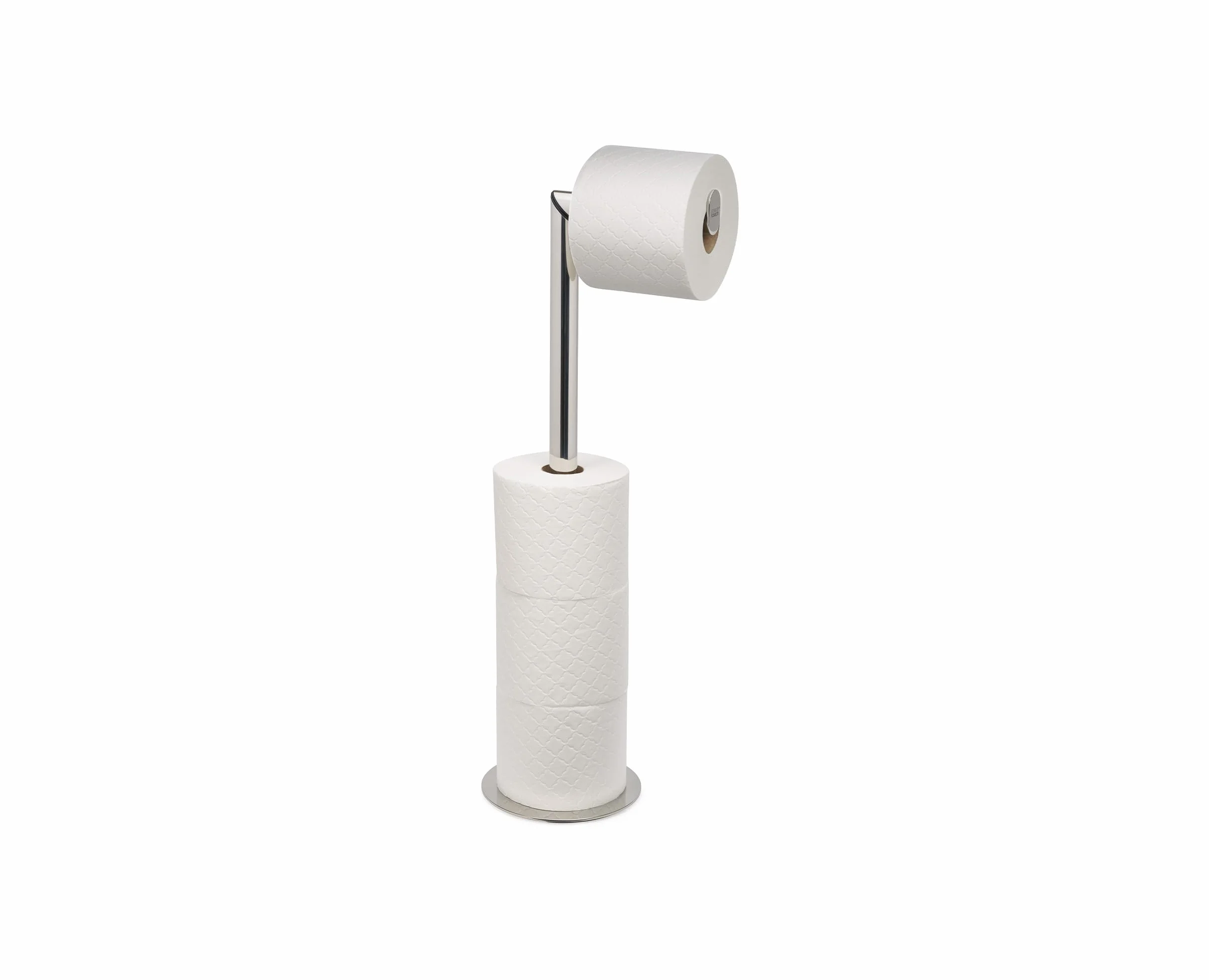 Joseph Joseph EasyStore Luxe Portarrollos Papel Higiénico 2 en 1 de Pie, Acero Inoxidable Premium con Base Pesada, Soporte para hasta 4 Rollos