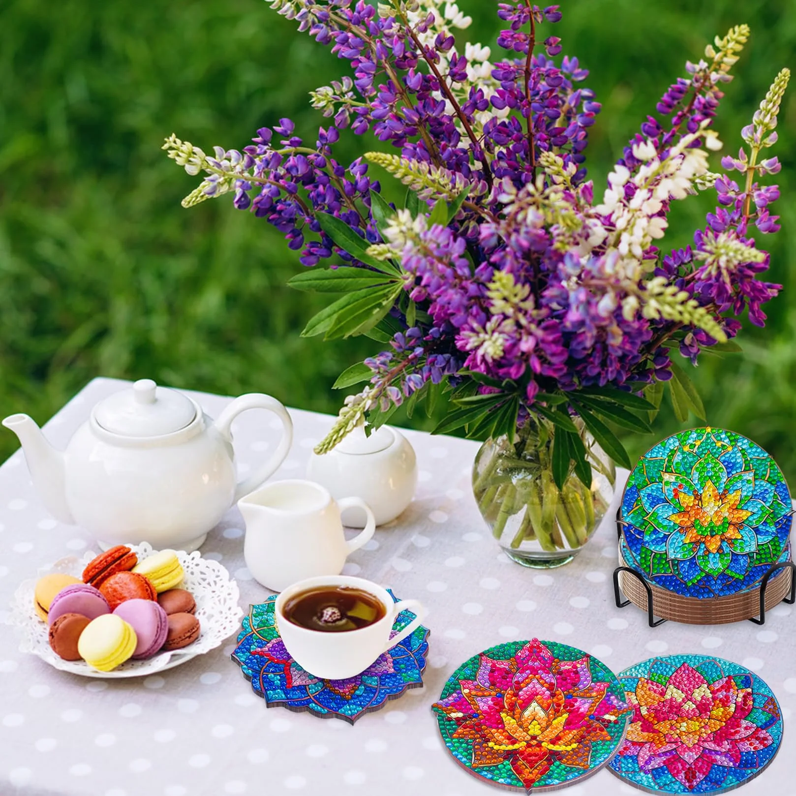 Posavasos Diamond Painting 5D para Flores, Tazas, Copas Vino, Jarrones, Regalo San Valentín