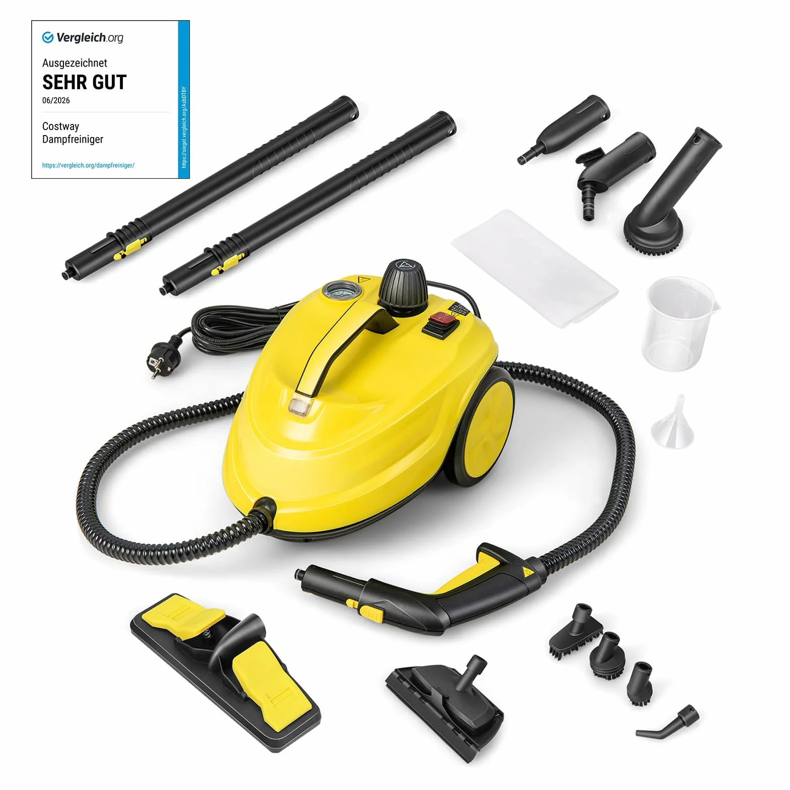 COSTWAY 2000W Vaporeta Limpieza Hogar, Limpiador de vapor Multiusos con 13 Accesorios, Capacidad de Agua de 1,8L y 5 Bar de Presión, Vaporizador de Mano para Alfombra, Ventana, Vidrio y Cortina