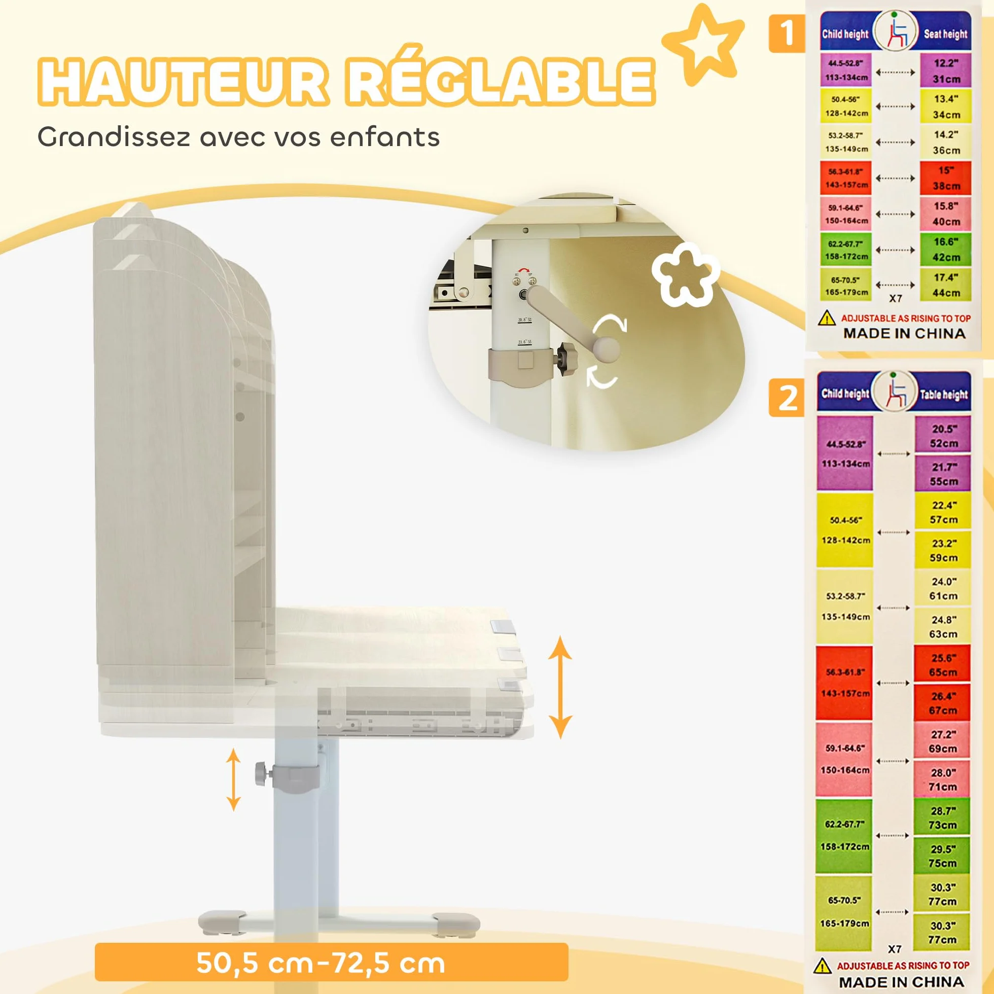 AIYAPLAY Escritorio infantil, mesa de estudio regulable en altura con tablero basculante, conejera, cajón, estante de almacenamiento, panel perforado, para leer, dibujar, estudiar, de 3 a 12 años,