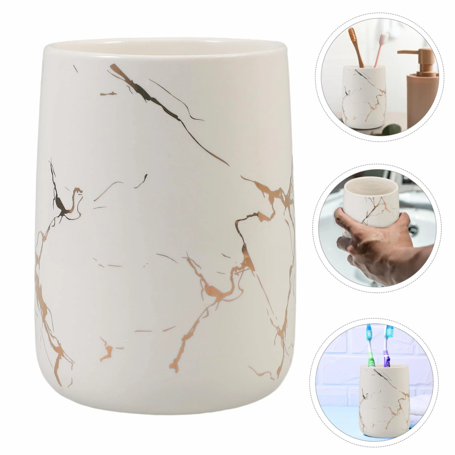 Cabilock Vaso Resistente Diseño para Cepillos de Blanco Dientes de Cerámica Moderno para Baño Accesorios de Baño Decorativos y Adecuado Doméstico