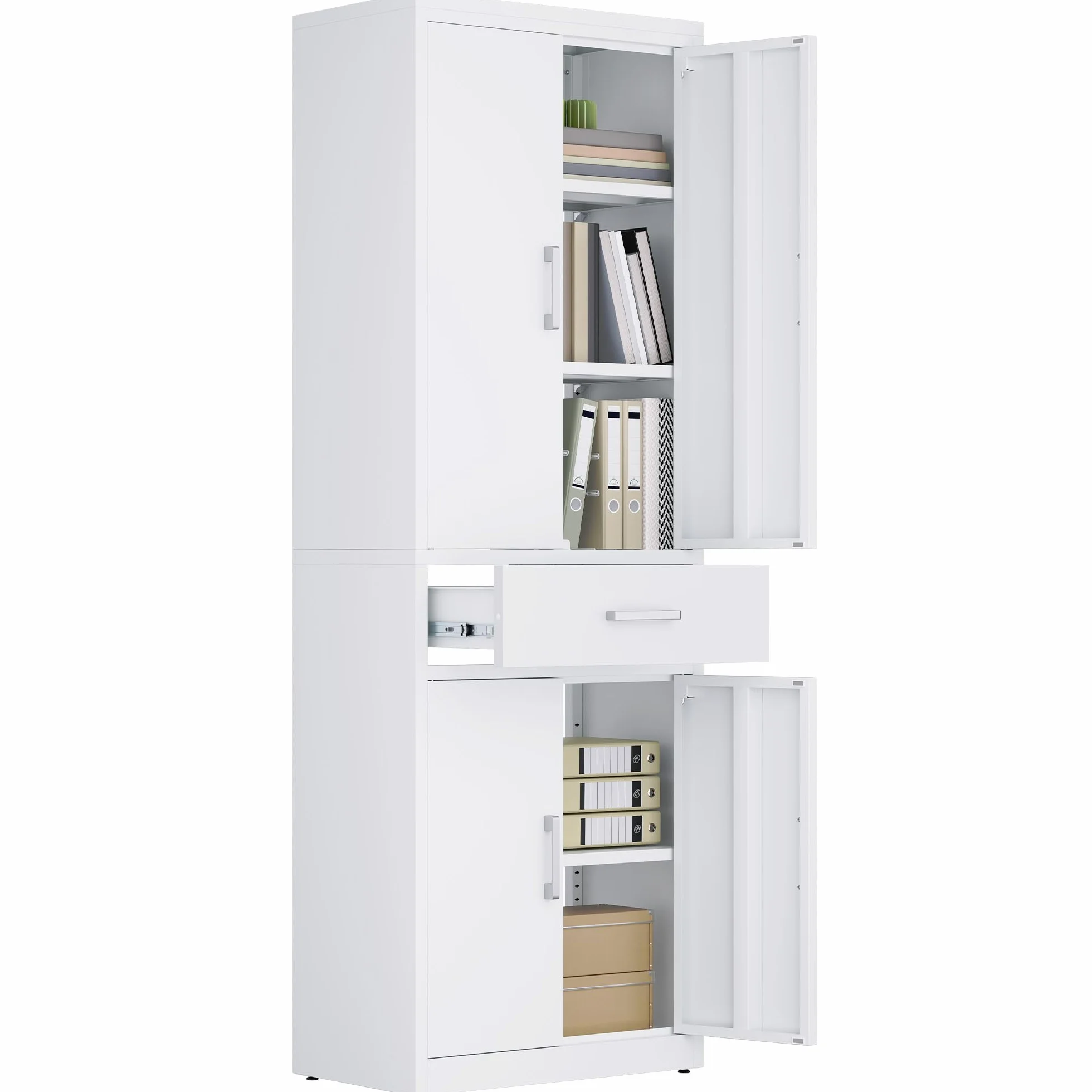 YITAHOME Armario archivador con Cerradura con 3 estantes Ajustables para Oficina, Cocina, Garaje, 180 x 60 x 34D, Color Blanco