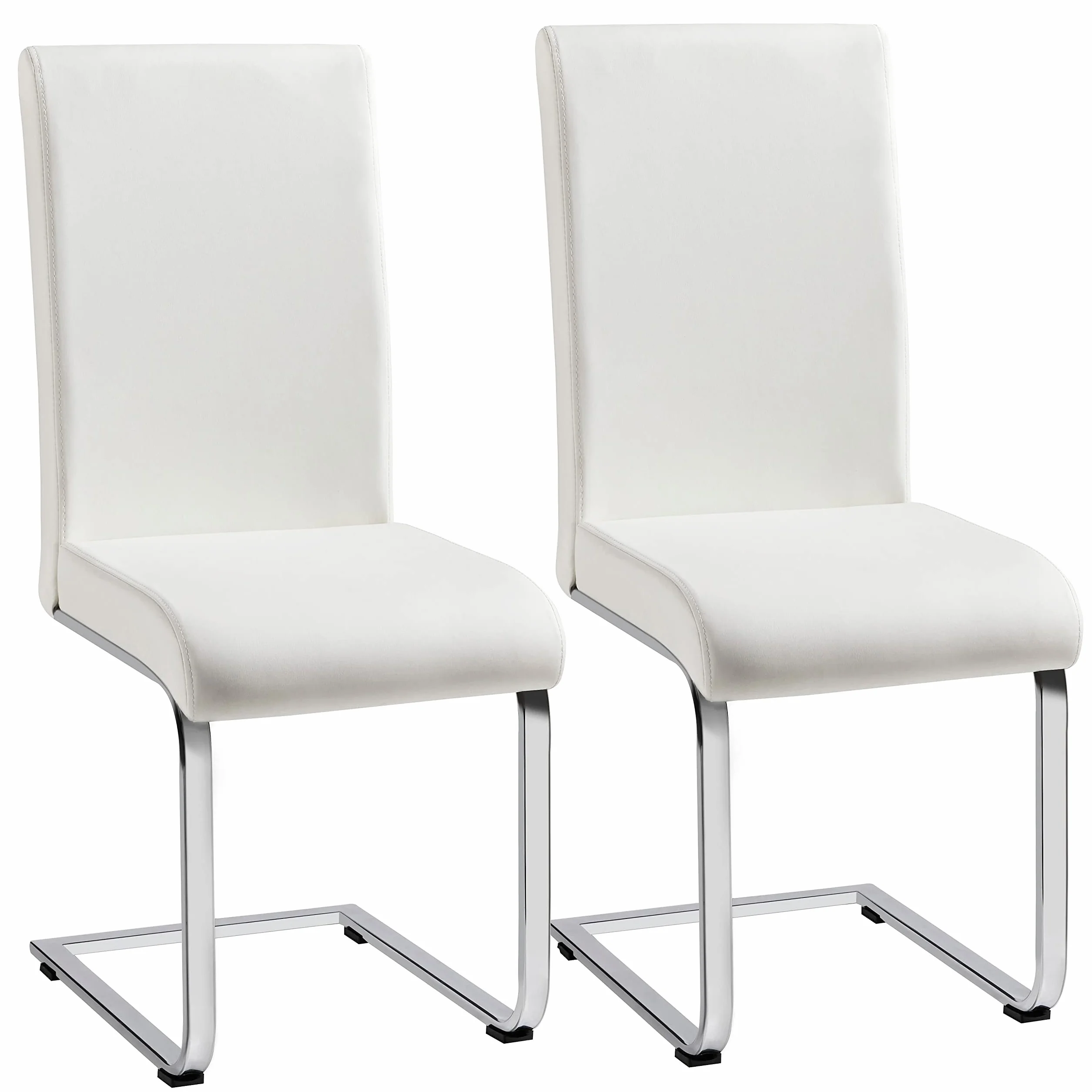 Yaheetech 2 Piezas Sillas de Comedor Sillas de Oficina Conferencia Altura 47cm MAX Carga 135kg Blanco