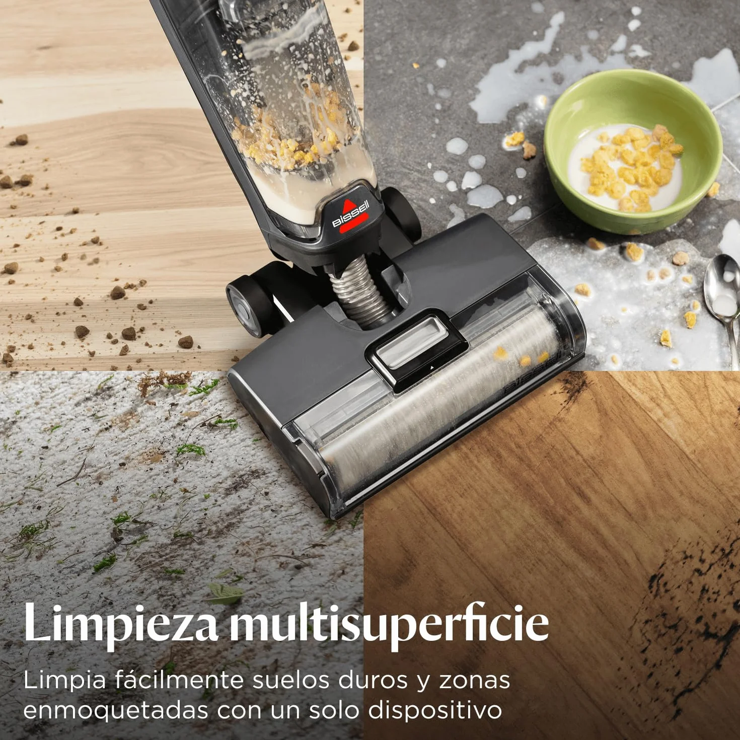 Bissell CrossWave OmniForce, Aspiradora de Mano Sin Cable, Aspirado y Mopa al Mismo Tiempo o Solo Modo Aspirado, Escoba Vertical Potente, Vacuum Cleaner de Agua, 240m² Limpieza Multisuperficie, 3912N