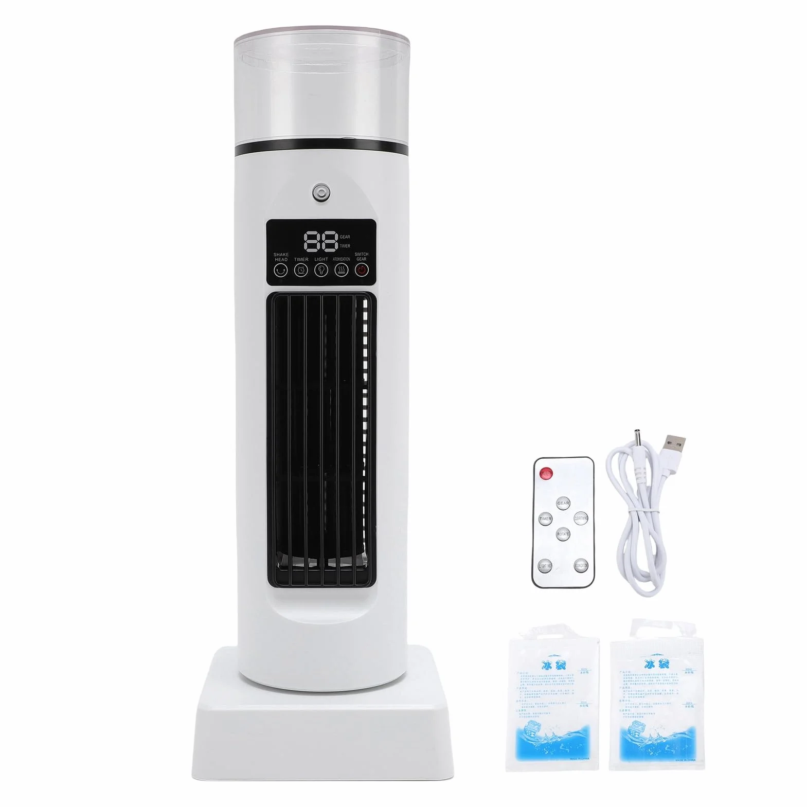 Ventilador de torre de mesa con control remoto, sin aspas, USB, silencioso, enfriador de aire, acondicionador, humidificador, 4 en 1, multifunción, para oficina, dormitorio,