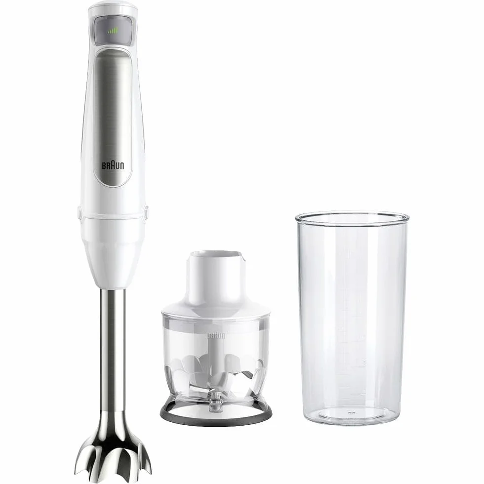 Braun MultiQuick 7 MQ 7020 WH Batidora de Mano 1000W, Pie Extraíble Acero Inoxidable, Tecnología PowerBell VPlus, Juego 2 Accesorios, Blanco