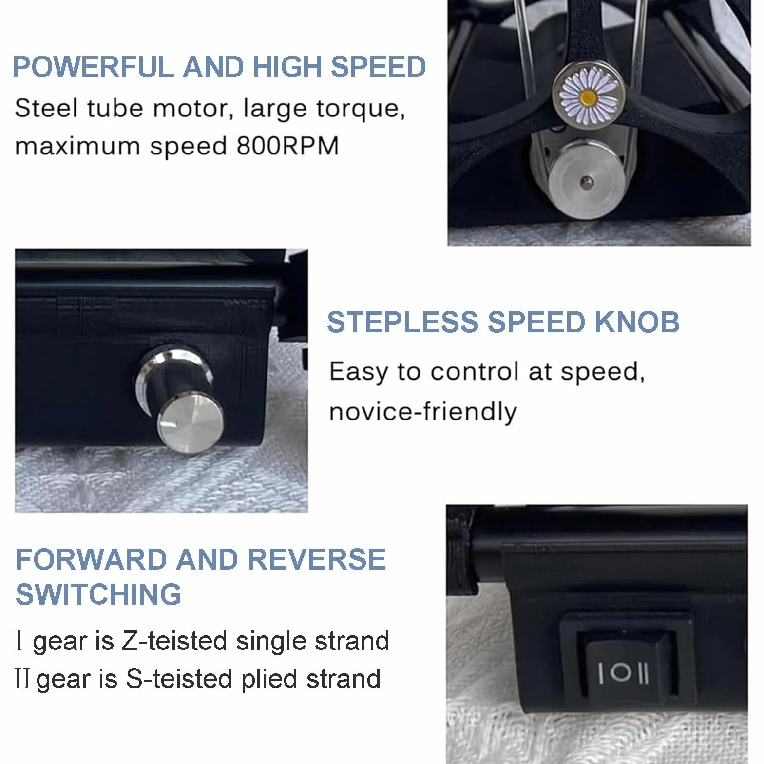 Mini Rueda De Hilar Eléctrica Para El Hogar, Rueda De Hilar De Lana, Cambio De Marcha Adelante/Atrás, Velocidad Máxima De 800RPM, Capacidad De 4oz, Para Torcer Fibras De Lana, 3 Carretes,Black