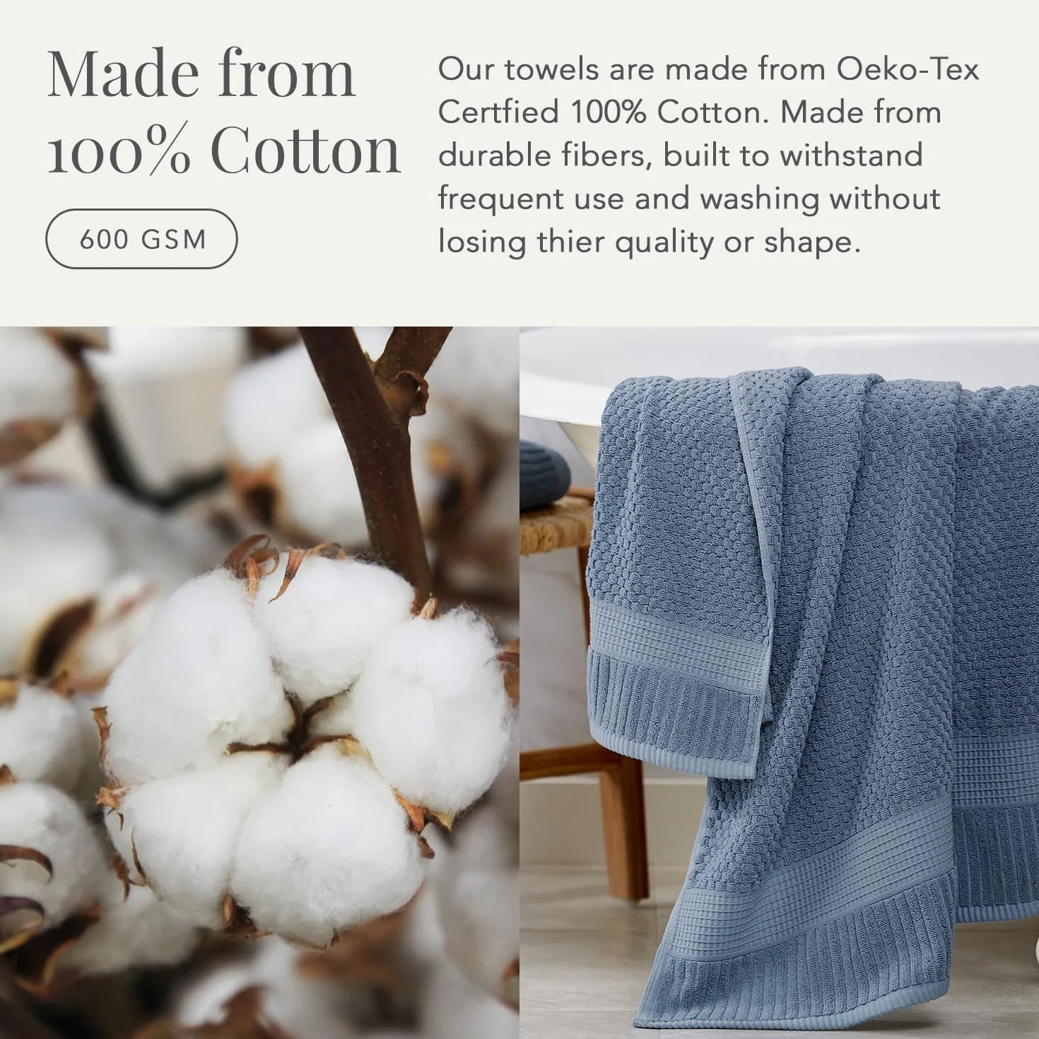 NY Loft- Juego de 2 Toallas de baño 100% algodón | Toallas de baño extragrandes de Secado rápido, supersuaves y absorbentes | Algodón Texturizado y Duradero | Flint Stone