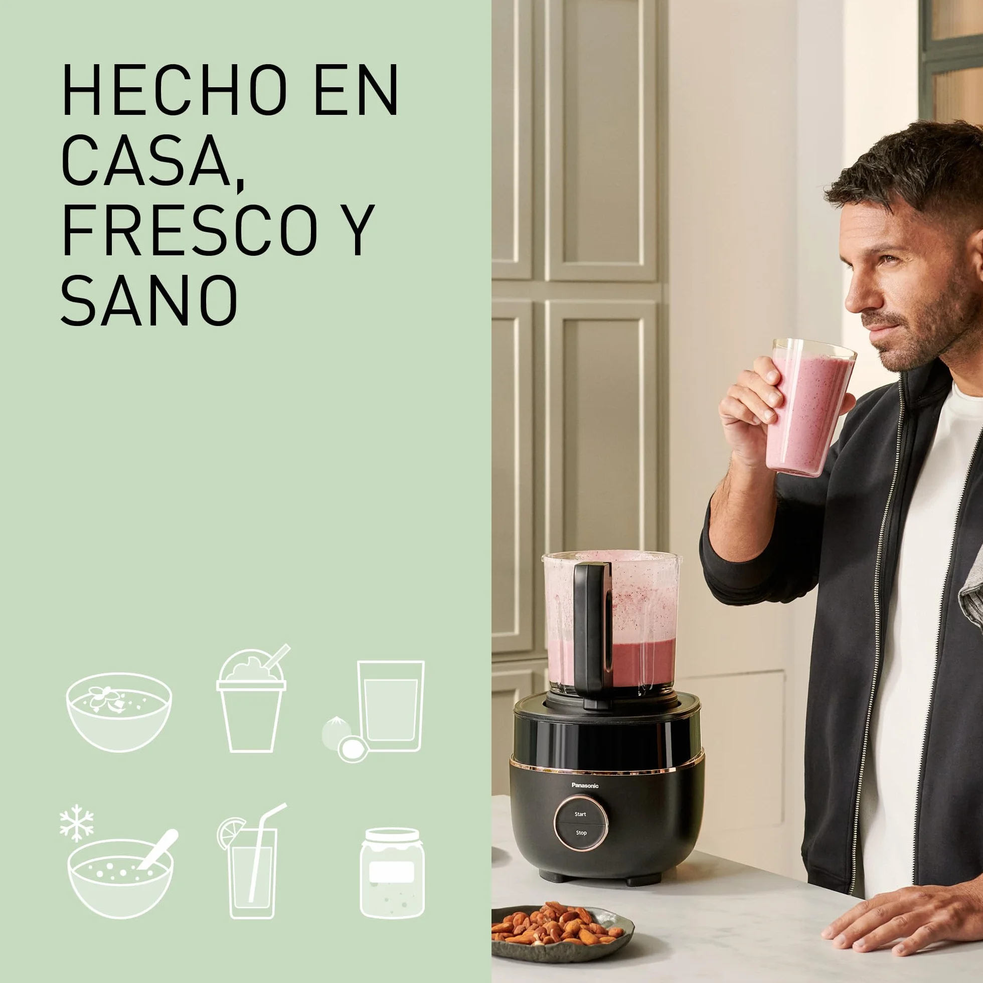 Panasonic MX-HG4401KXE Licuadora y Maquina para Sopa 1.2L 800W 9 Modos Automaticos 10 Velocidades Negro
