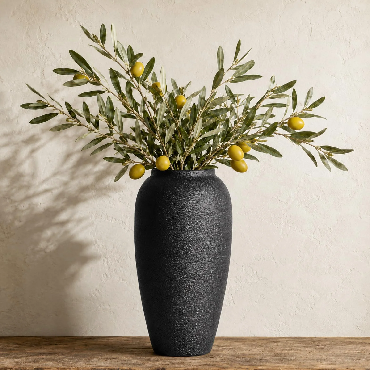 Jarrón de cerámica rústico – Jarrón grande de cerámica negra de 13.8 pulgadas para decoración del hogar, jarrón moderno de terracota para sala de estar, entrada, cocina, jarrones negros para centros