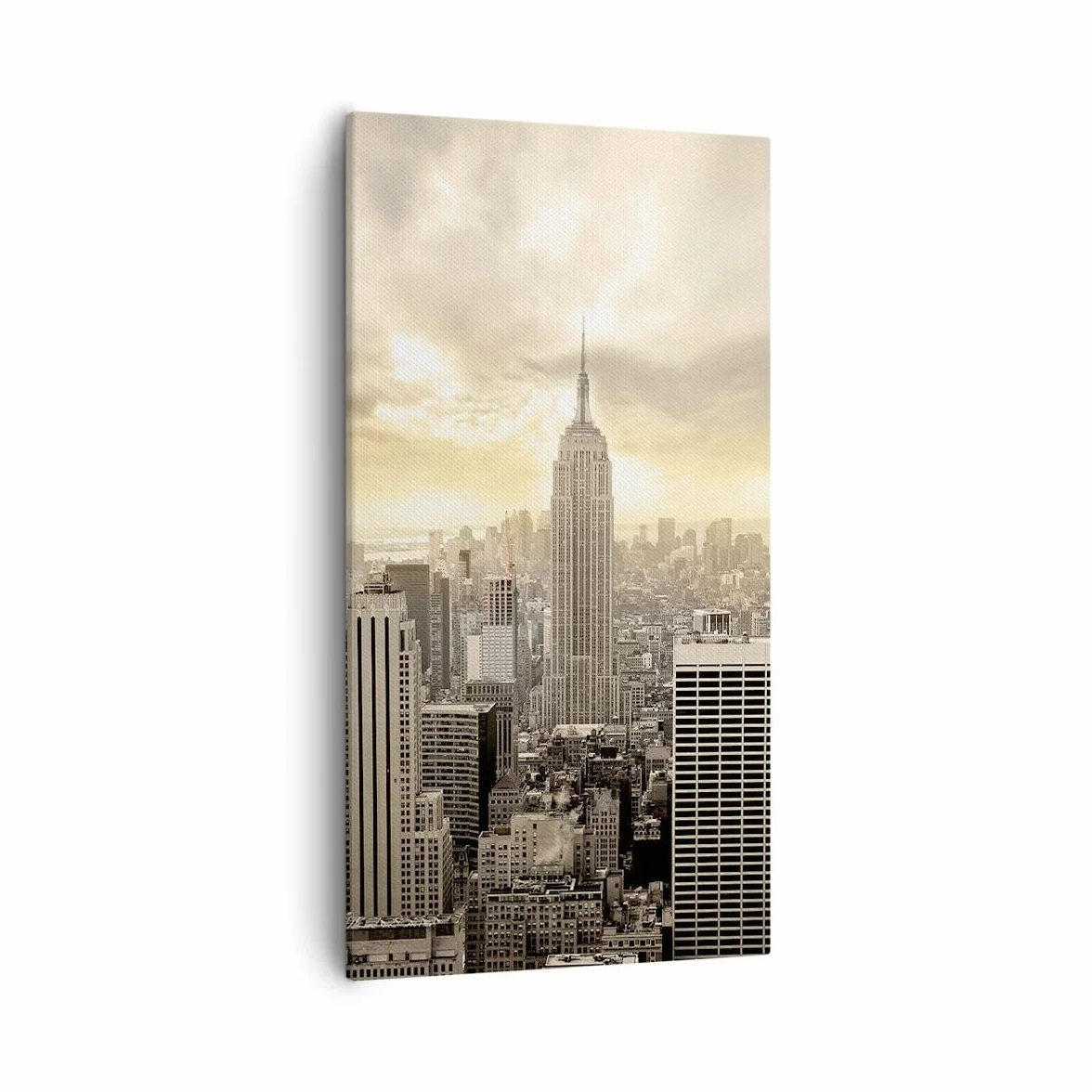 Cuadro Decorativo 55x100 cm Moderno Vertical Arquitectura Ciudades - 2630 | Nueva York Ciudad Rascacielos Cuadro sobre Lienzo Grande Arte mural Decoración del Hogar Salón Dormitorio Cocina