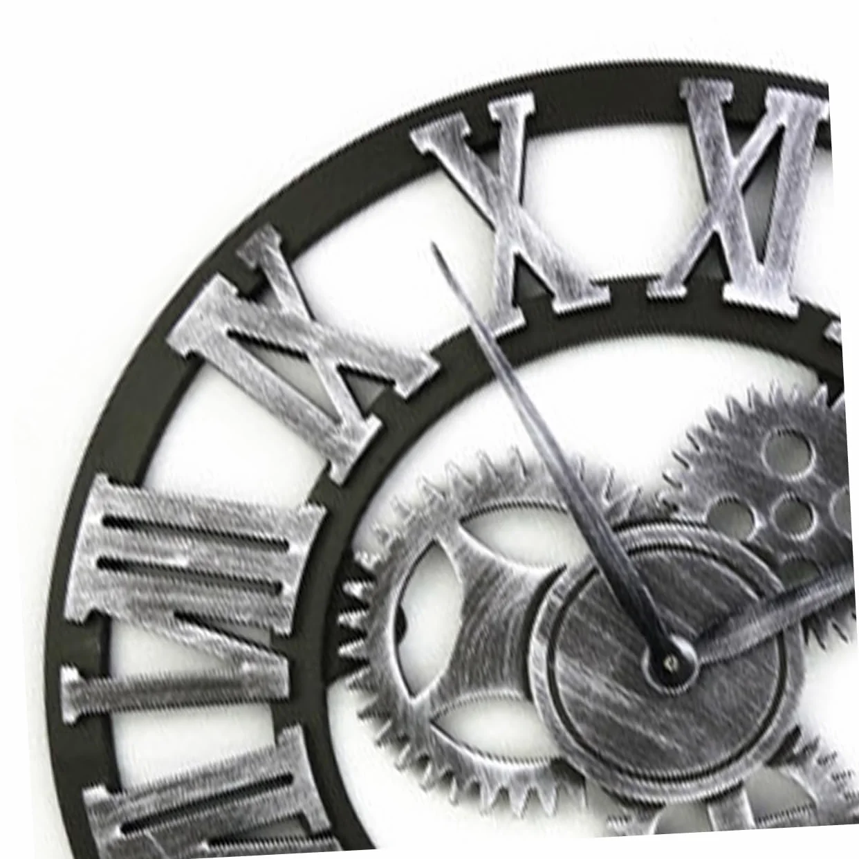 PRETYZOOM Reloj de Pared Diseño Original Estilo Industrial de 34 Cm en Madera Color Plata, Fácil de Instalar y Quitar para Salón u Oficina