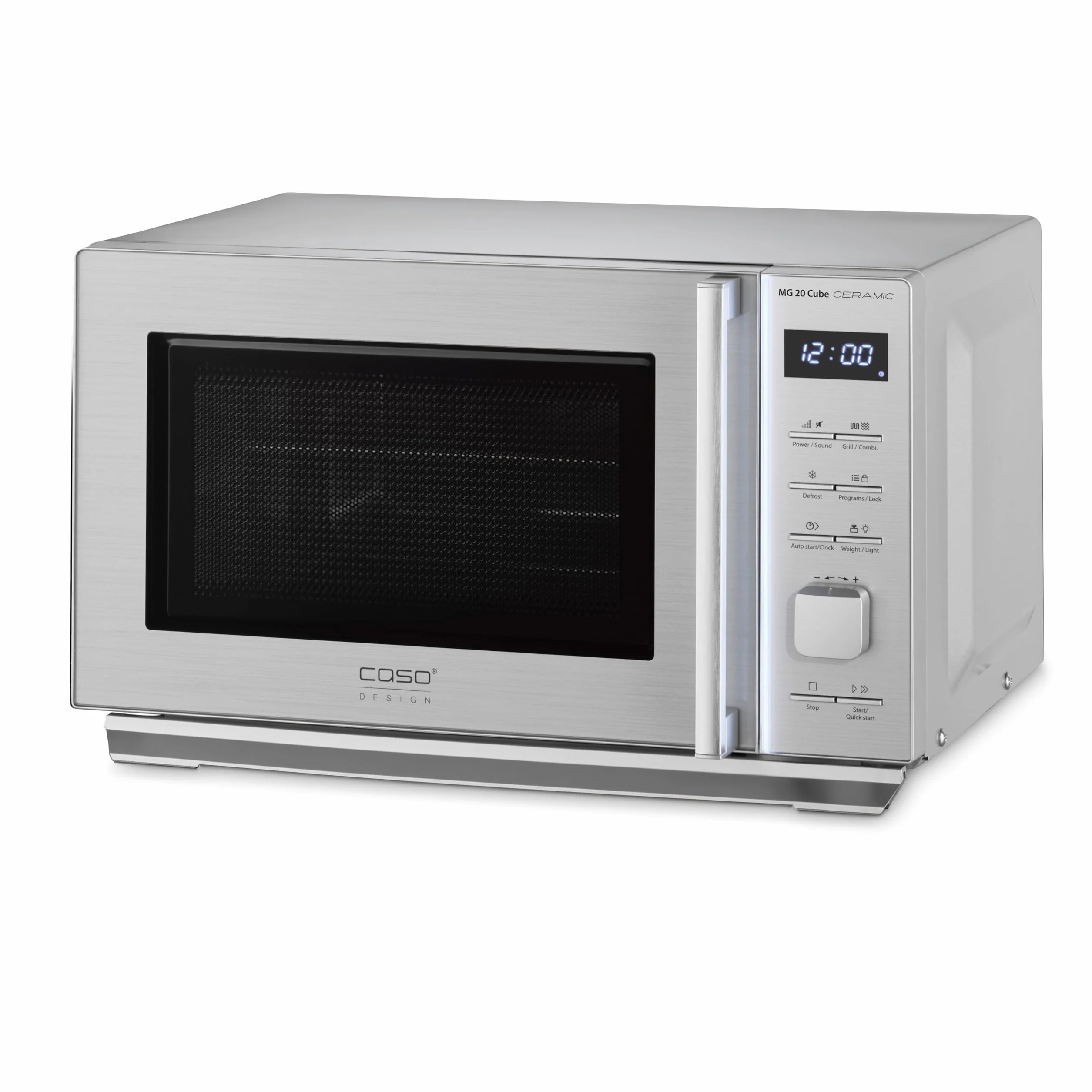 CASO MG 20 Cube Ceramic Microondas 2 en 1 1000W 20L 13 programas automáticos sin plato giratorio plateado