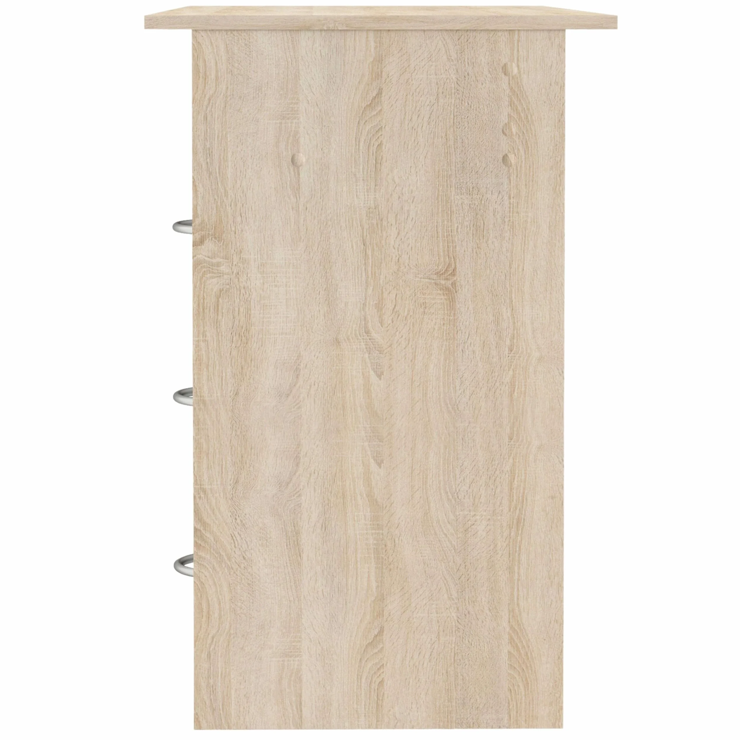 Mesa Escritorio Reversible 3 Cajones Roble y Blanco 123 cm