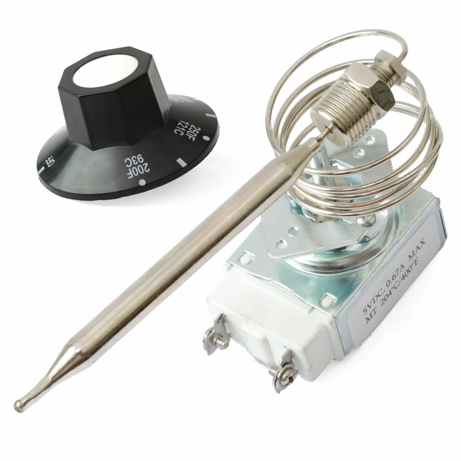 Repuesto para termostato Atosa 301030004, RX-10-24 RX-2-24 RX-2-30 Serie RX Millivolt Termostato 00-913153 Repuesto para freidora Adcraft, 200-400F con caja de cosas Mpt de 3/8 pulgadas